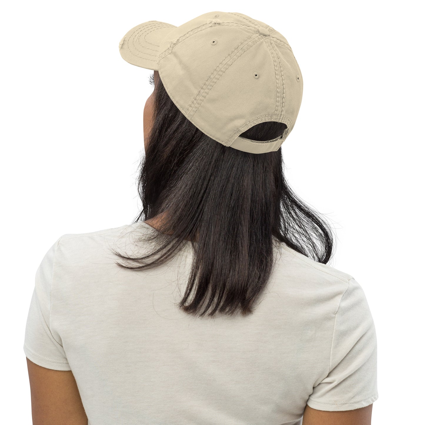 Airport Code Distressed Hat - White • YKA Kamloops • YHM Designs - Image 08