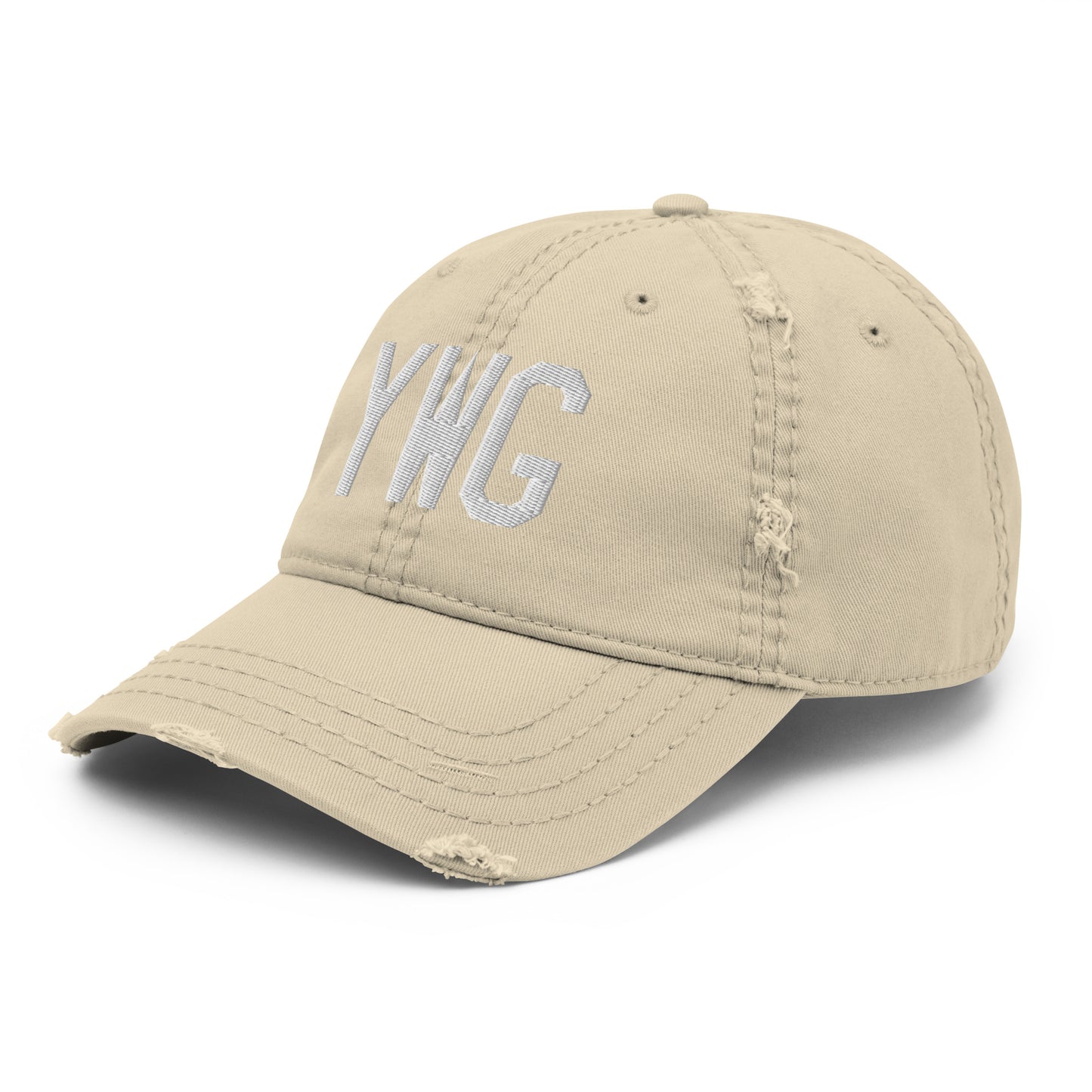 Airport Code Distressed Hat - White • YWG Winnipeg • YHM Designs - Image 19