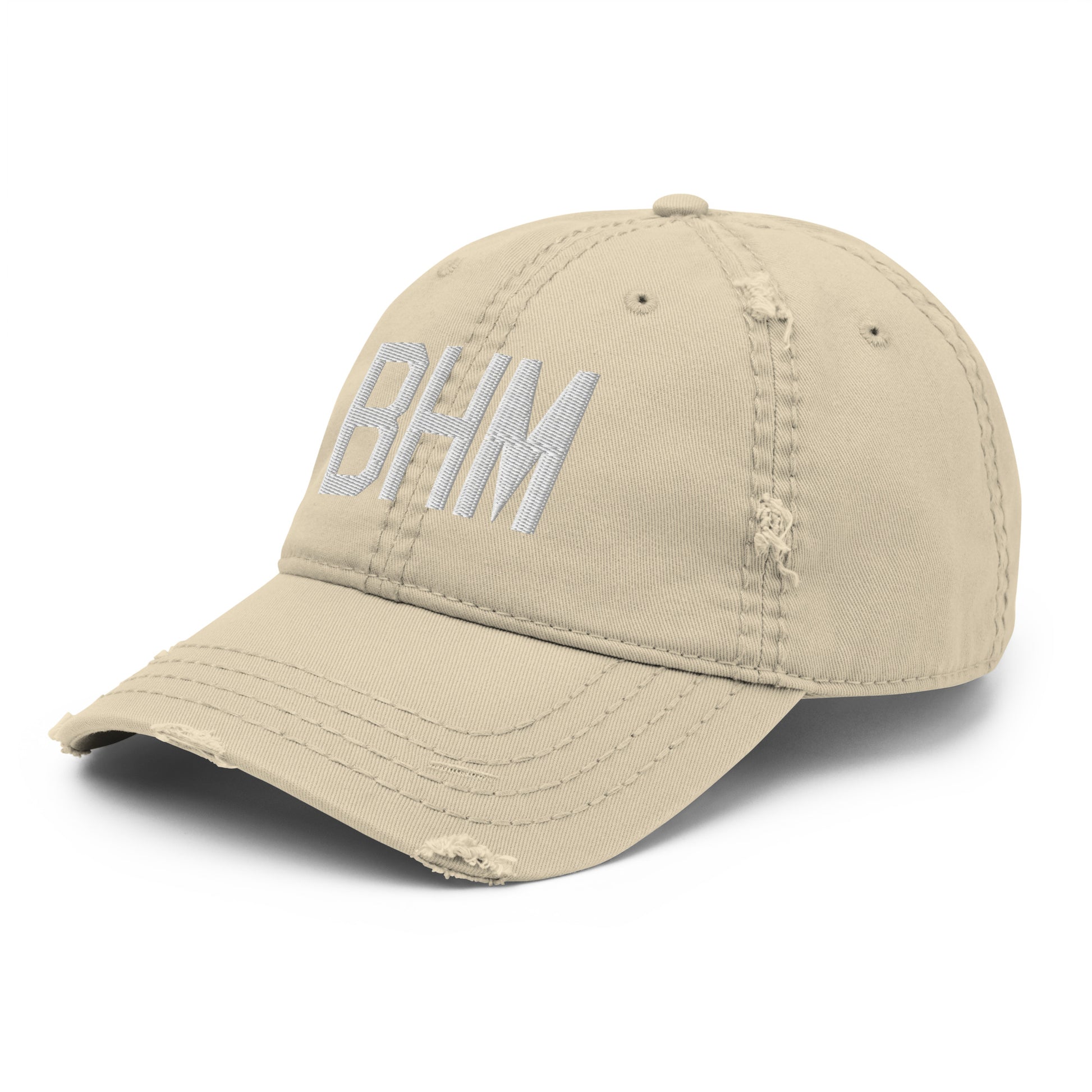 Airport Code Distressed Hat - White • BHM Birmingham • YHM Designs - Image 19