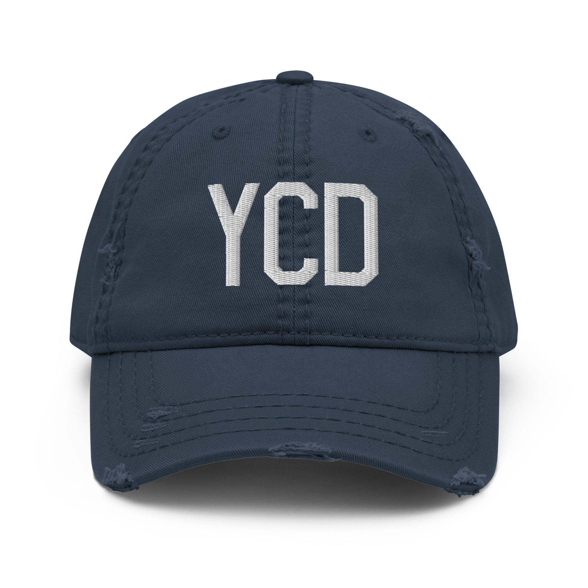 Airport Code Distressed Hat - White • YCD Nanaimo • YHM Designs - Image 13