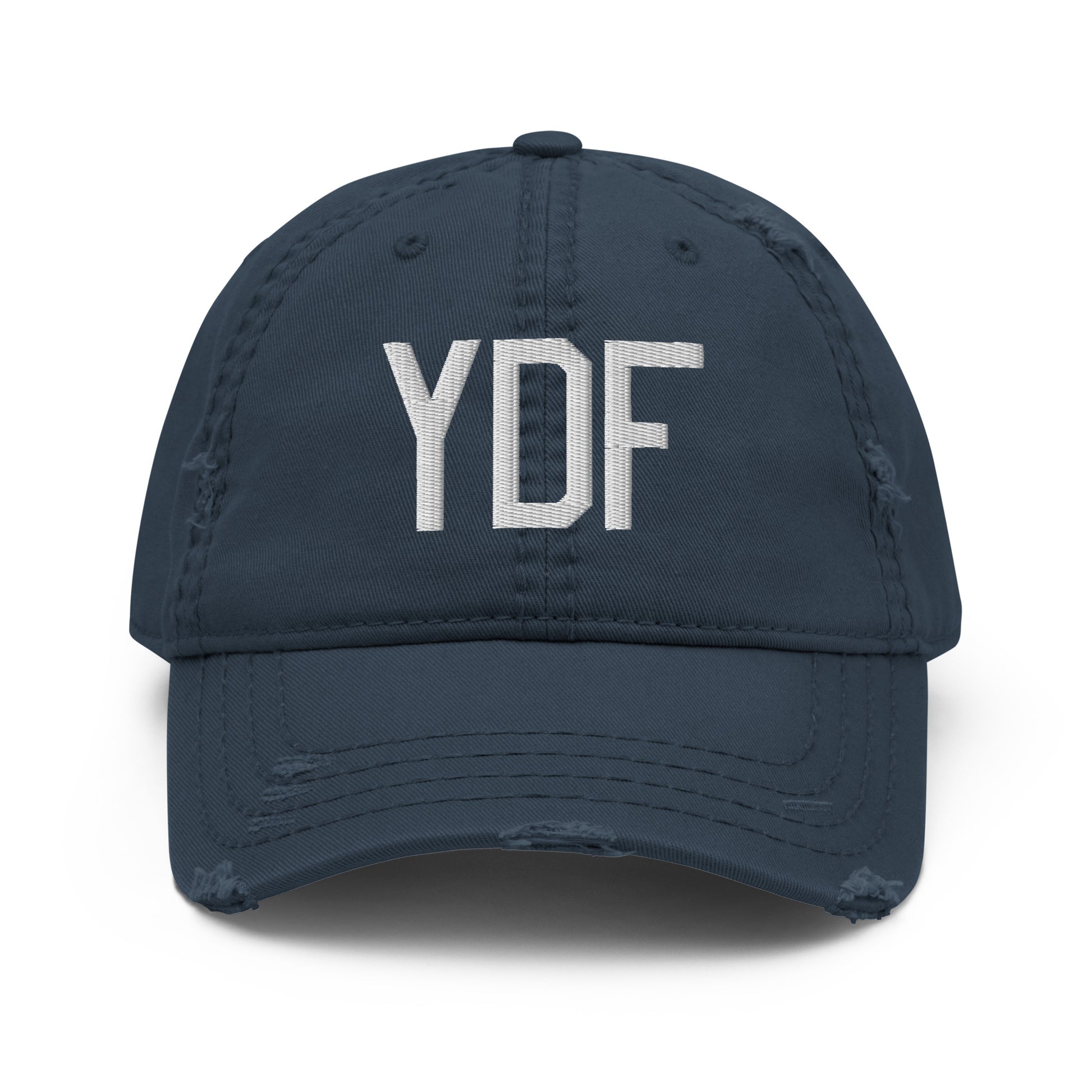Airport Code Distressed Hat - White • YDF Deer Lake • YHM Designs - Image 13