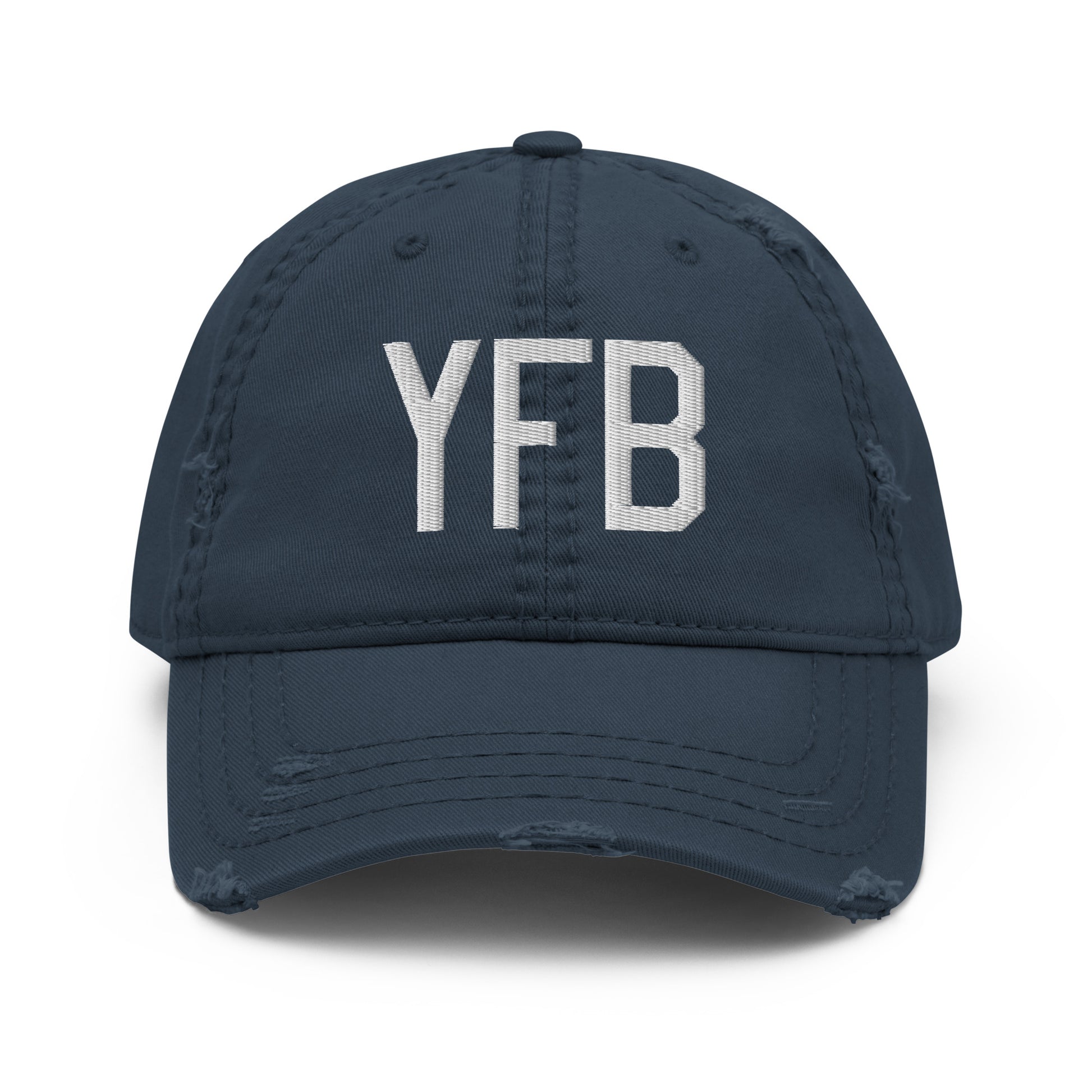 Airport Code Distressed Hat - White • YFB Iqaluit • YHM Designs - Image 13