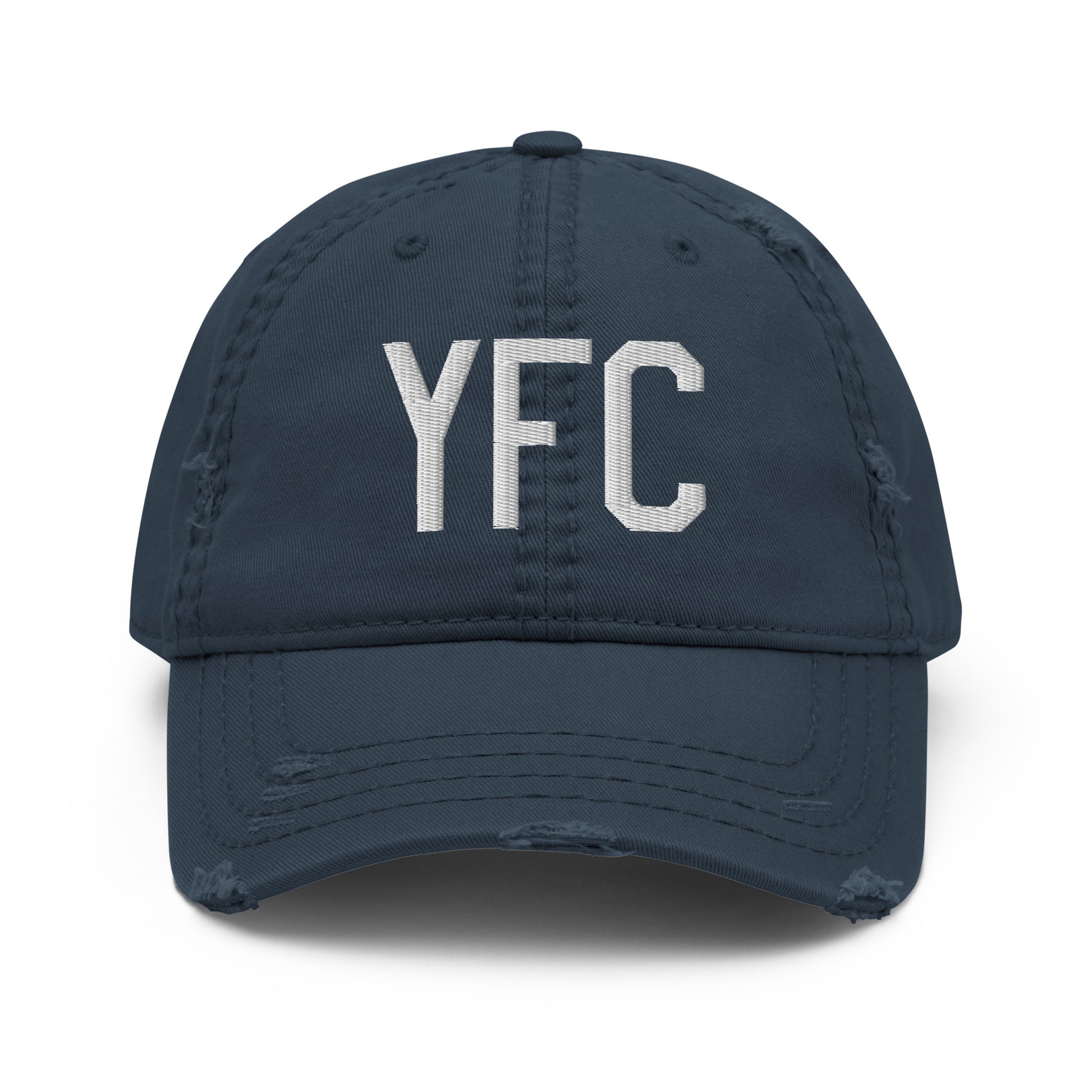 Airport Code Distressed Hat - White • YFC Fredericton • YHM Designs - Image 13