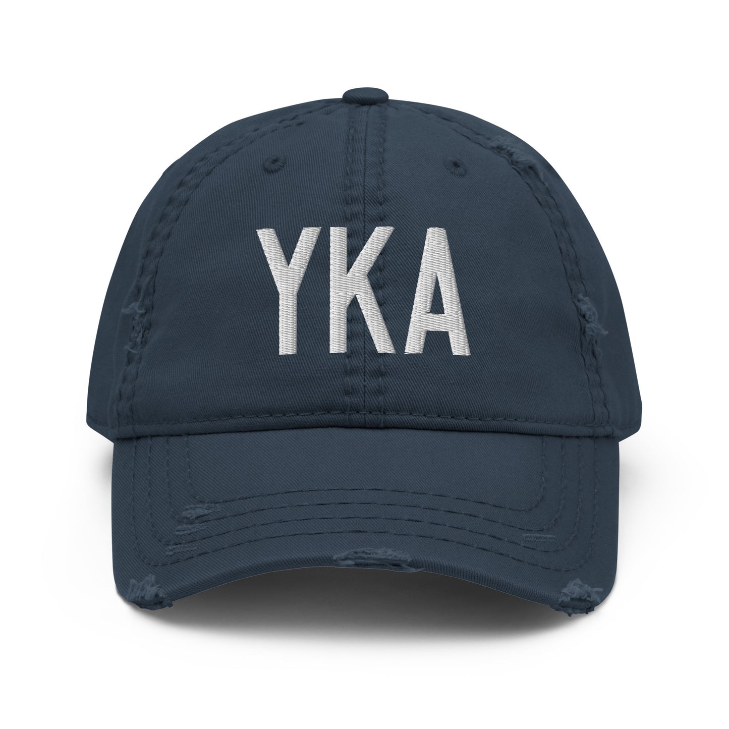 Airport Code Distressed Hat - White • YKA Kamloops • YHM Designs - Image 13