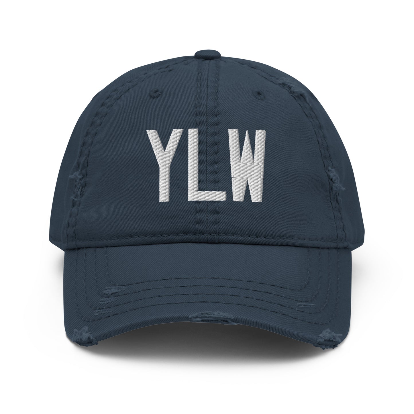 Airport Code Distressed Hat - White • YLW Kelowna • YHM Designs - Image 13
