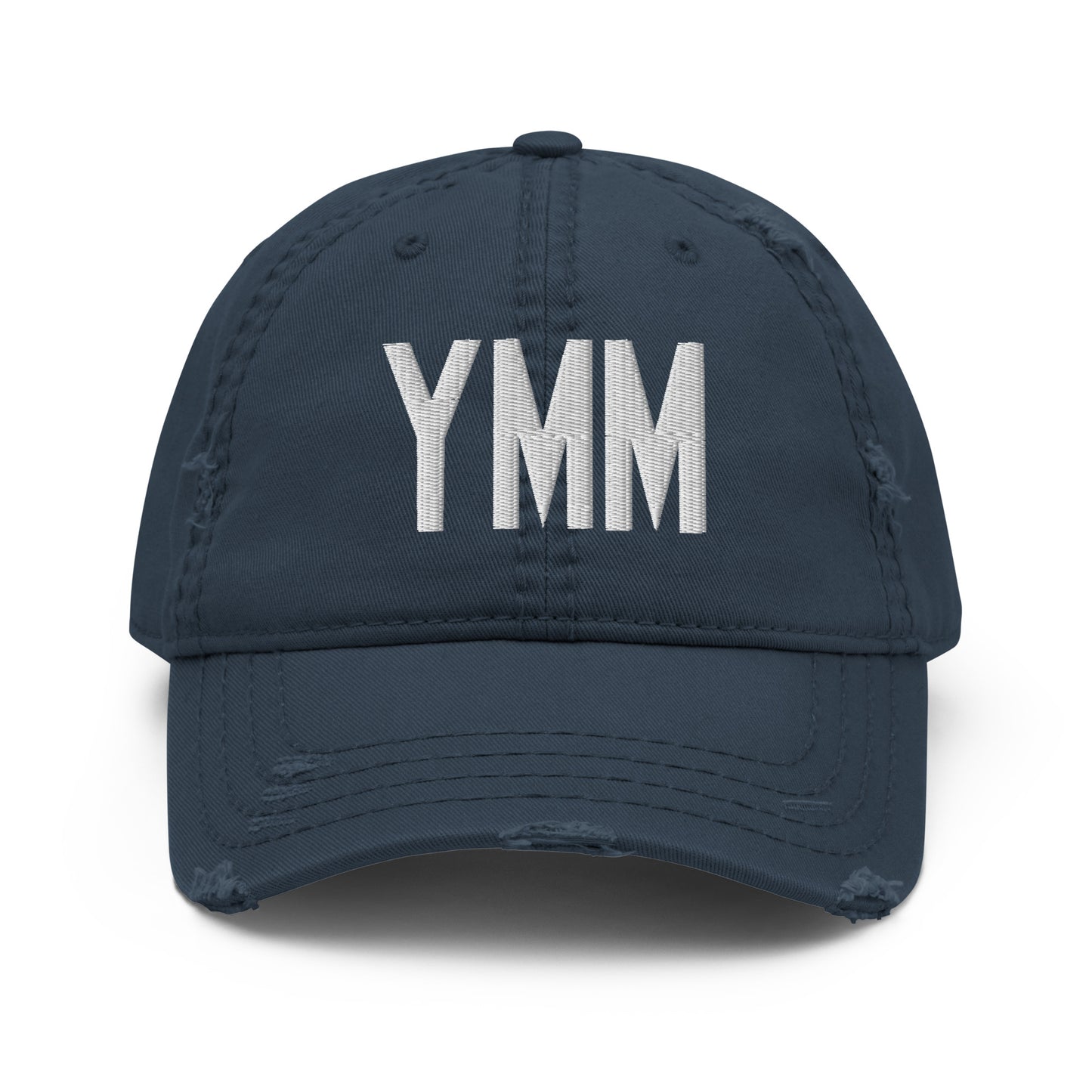 Airport Code Distressed Hat - White • YMM Fort McMurray • YHM Designs - Image 13