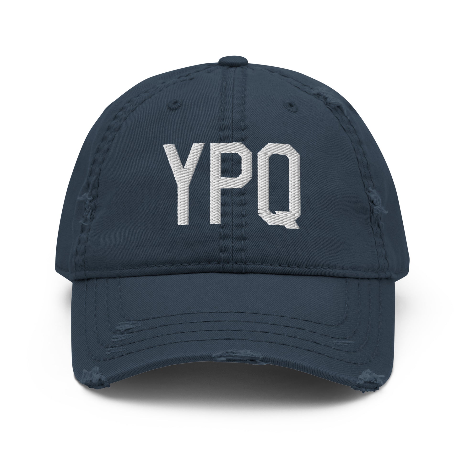 Airport Code Distressed Hat - White • YPQ Peterborough • YHM Designs - Image 13