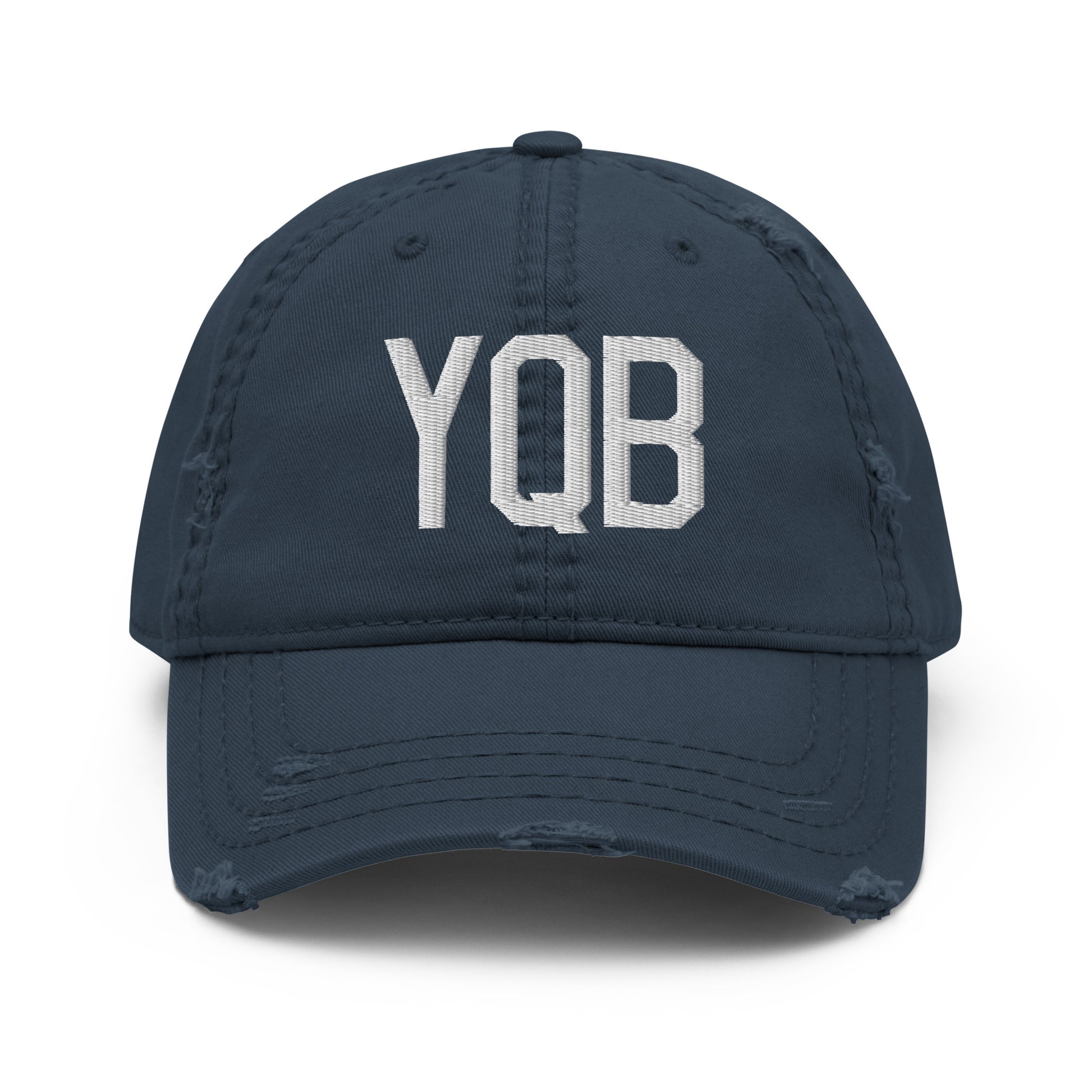 Airport Code Distressed Hat - White • YQB Quebec City • YHM Designs - Image 13