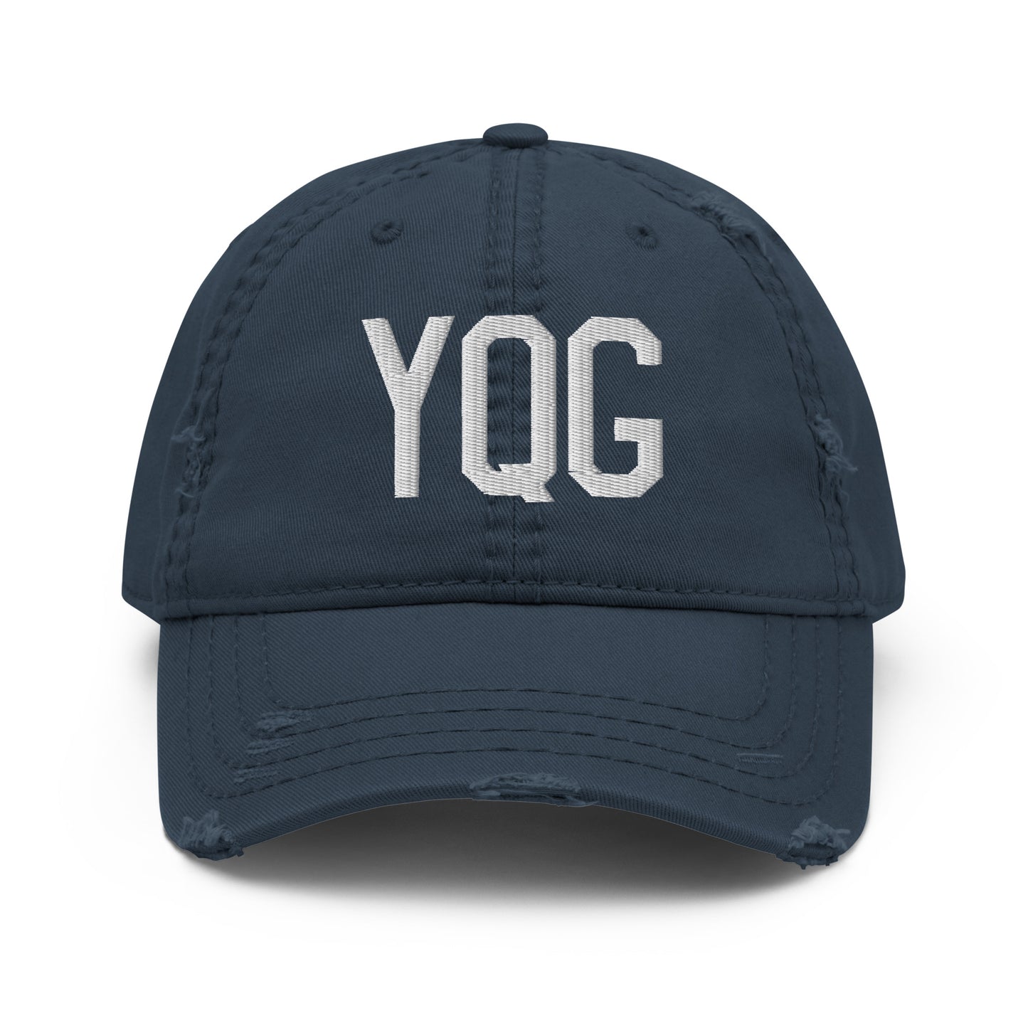 Airport Code Distressed Hat - White • YQG Windsor • YHM Designs - Image 13