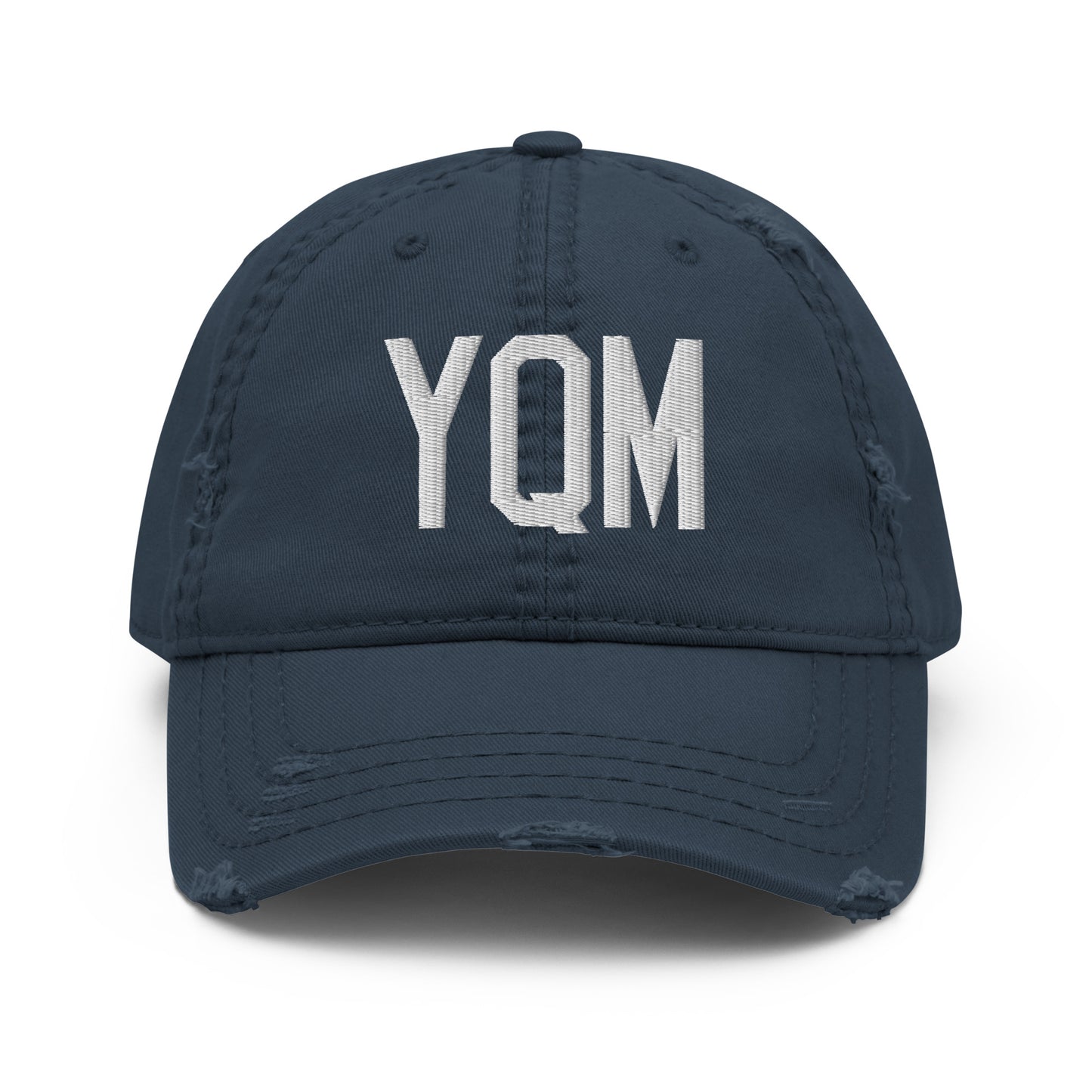 Airport Code Distressed Hat - White • YQM Moncton • YHM Designs - Image 13