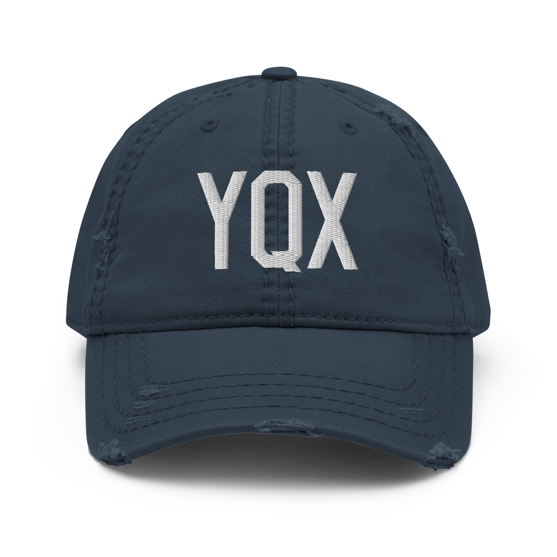 Airport Code Distressed Hat - White • YQX Gander • YHM Designs - Image 13