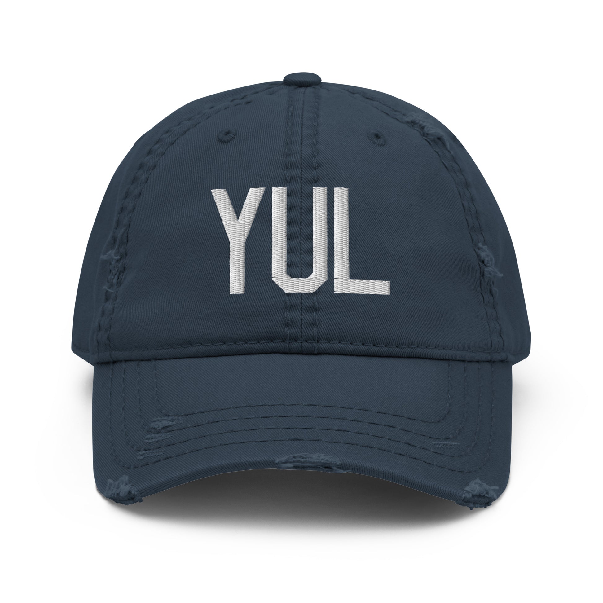 Airport Code Distressed Hat - White • YUL Montreal • YHM Designs - Image 13