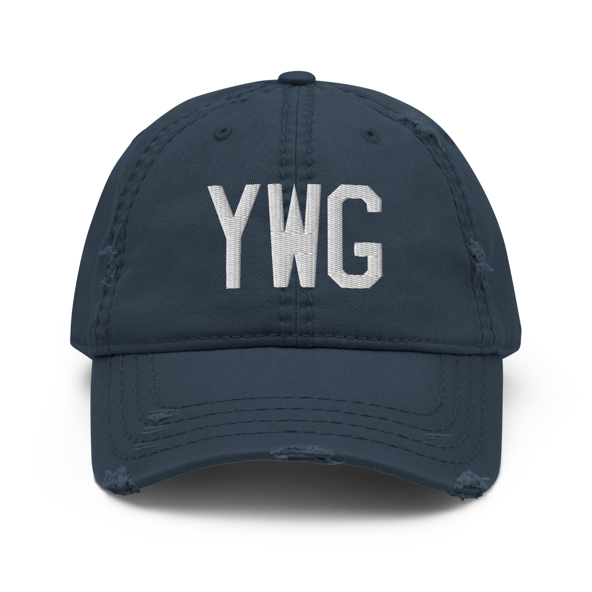 Airport Code Distressed Hat - White • YWG Winnipeg • YHM Designs - Image 13