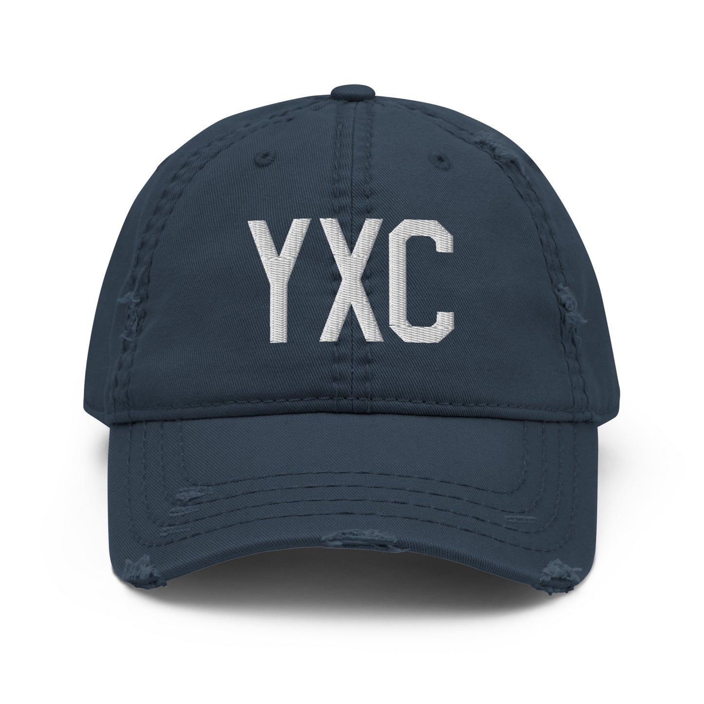 Airport Code Distressed Hat - White • YXC Cranbrook • YHM Designs - Image 13
