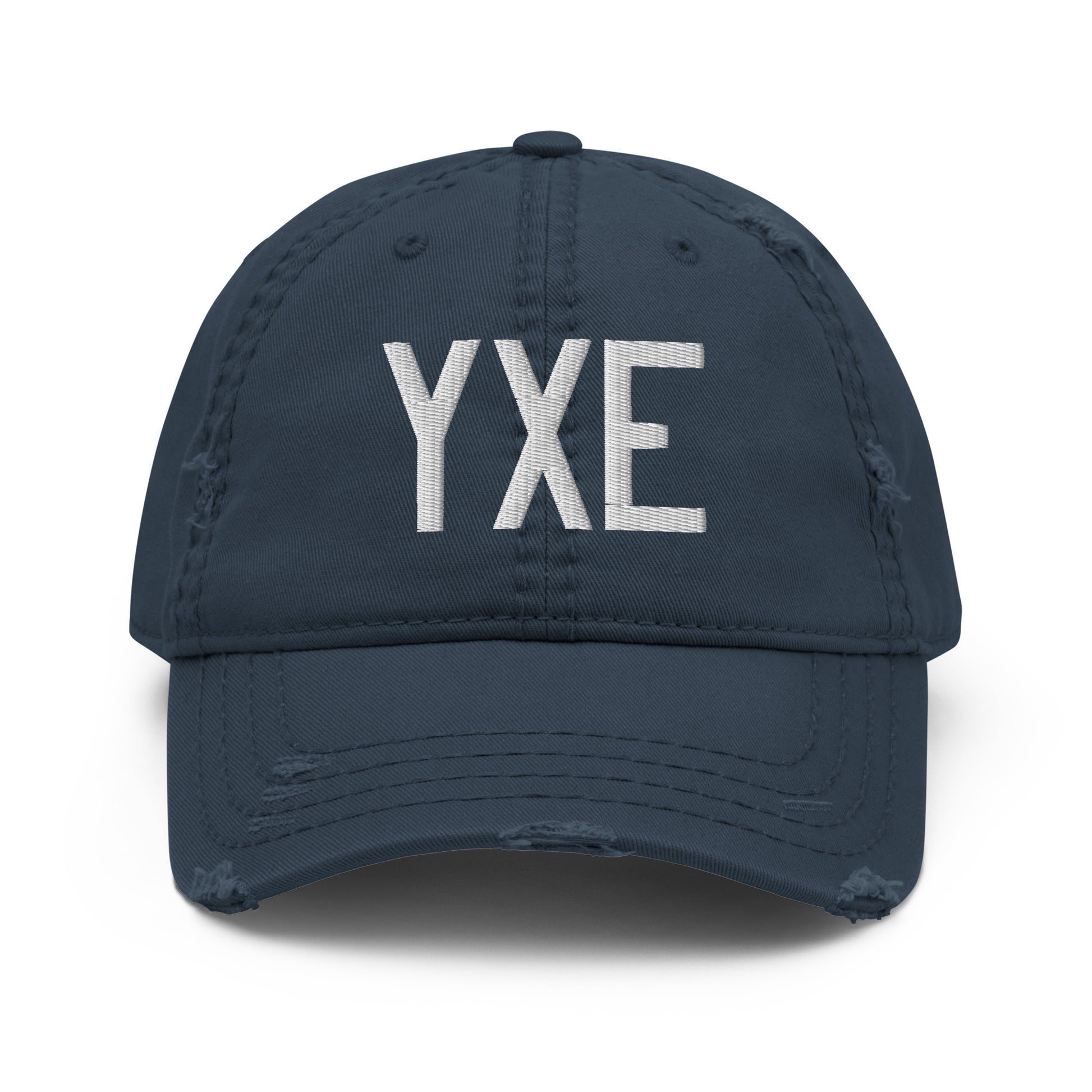 Airport Code Distressed Hat - White • YXE Saskatoon • YHM Designs - Image 13
