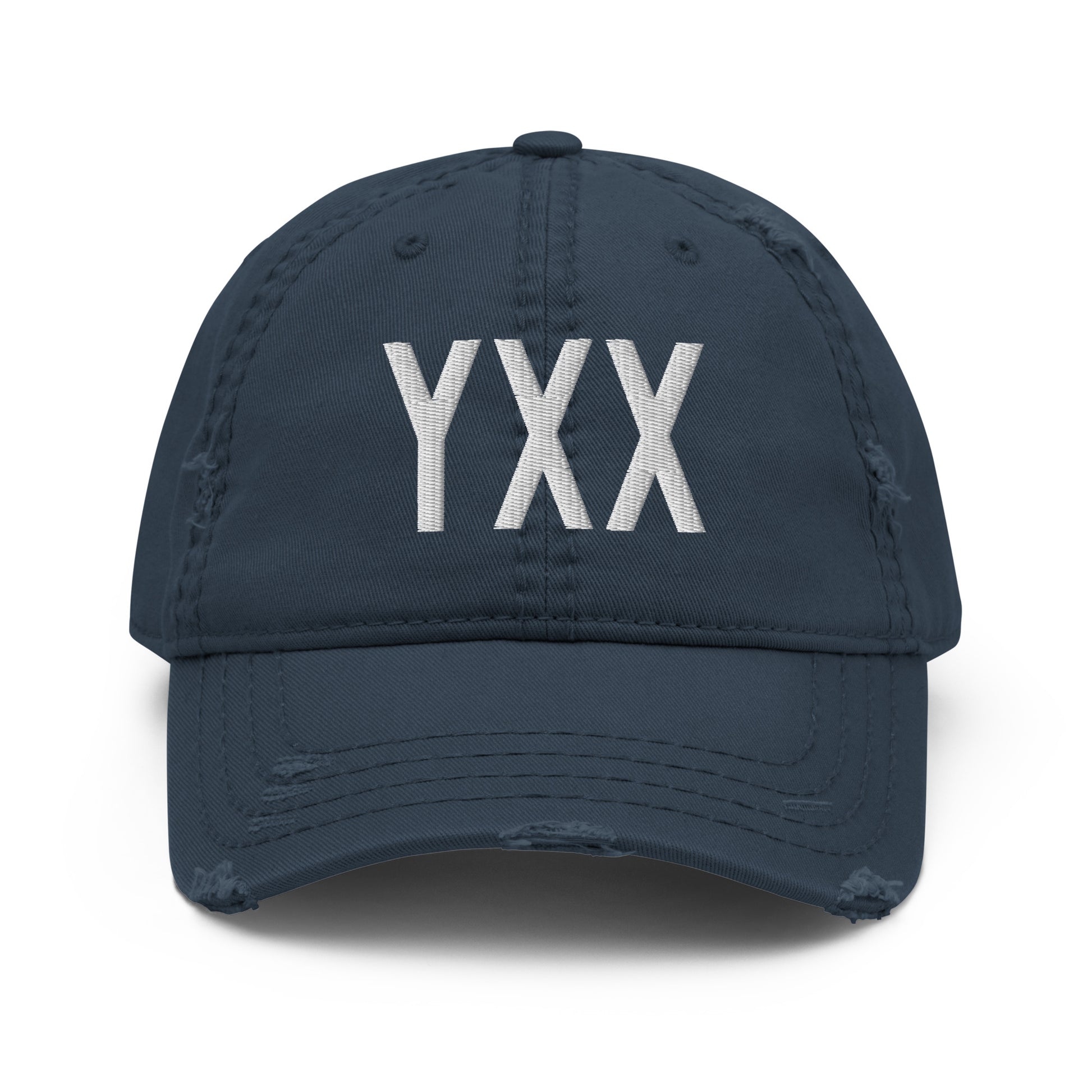 Airport Code Distressed Hat - White • YXX Abbotsford • YHM Designs - Image 13