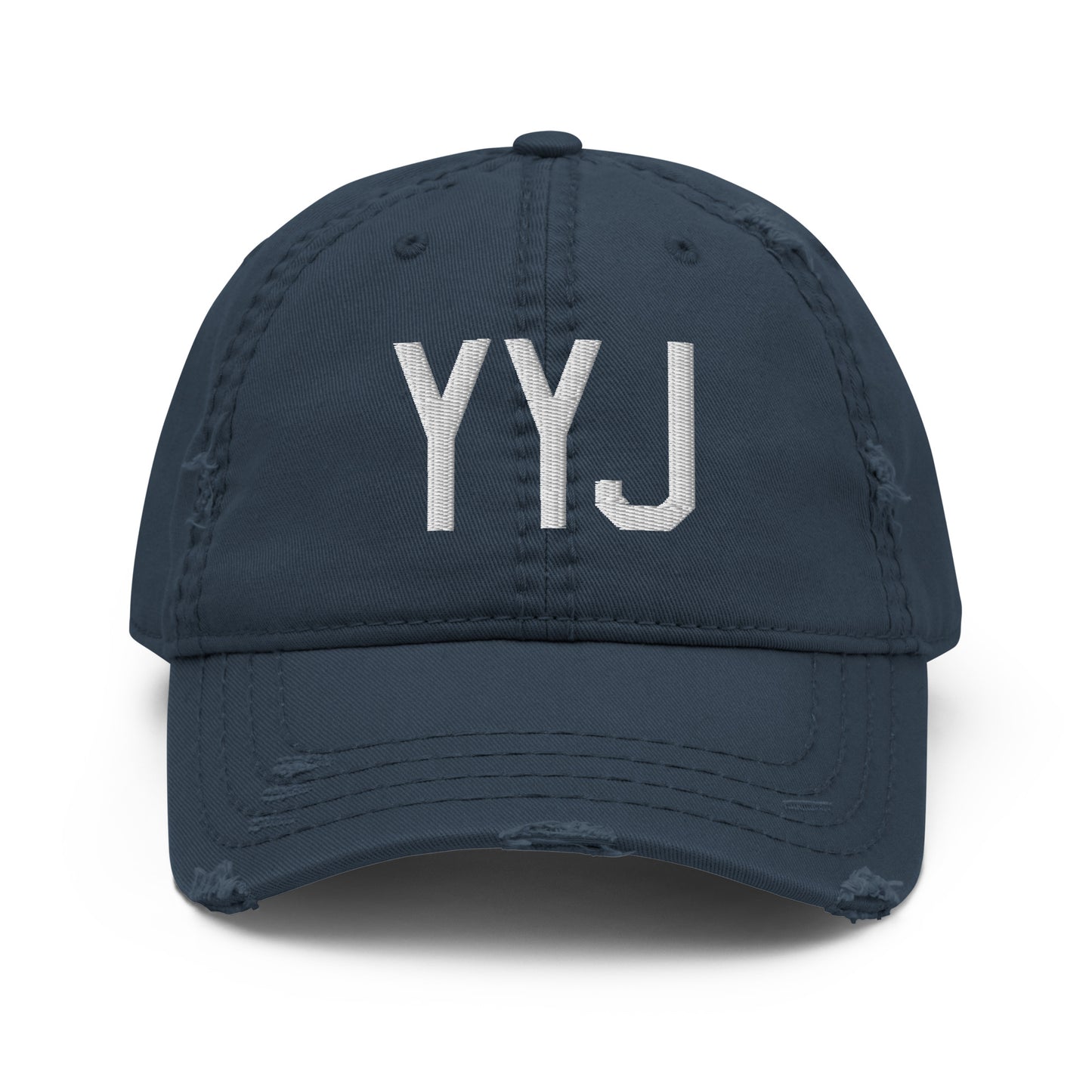 Airport Code Distressed Hat - White • YYJ Victoria • YHM Designs - Image 13