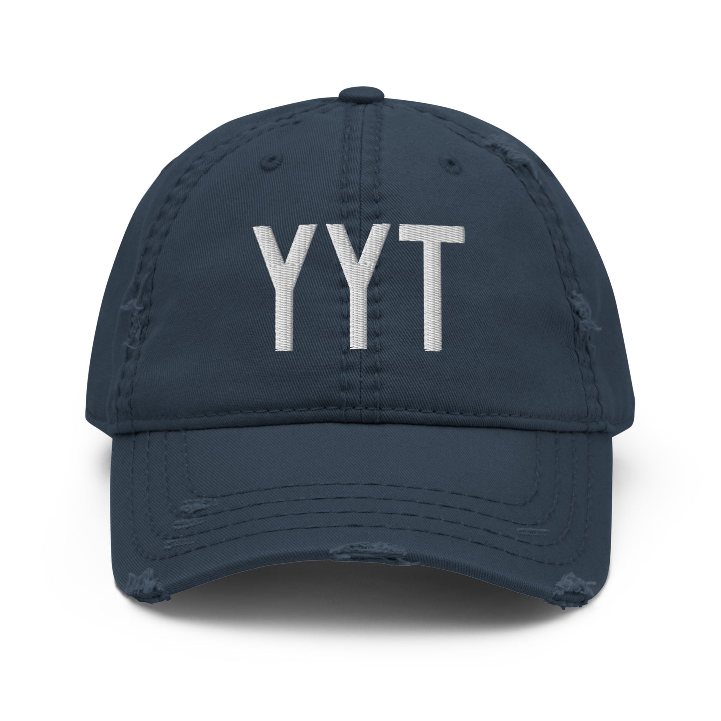 Airport Code Distressed Hat - White • YYT St. John's • YHM Designs - Image 13