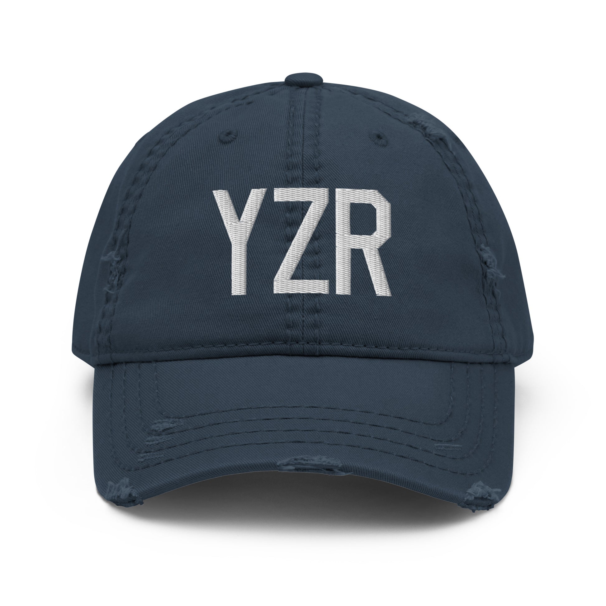 Airport Code Distressed Hat - White • YZR Sarnia • YHM Designs - Image 13