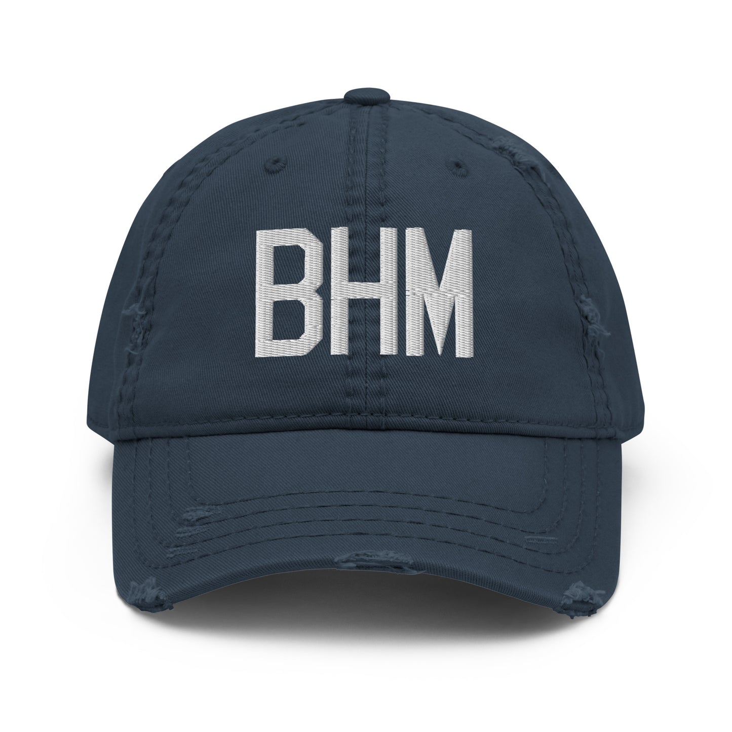 Airport Code Distressed Hat - White • BHM Birmingham • YHM Designs - Image 13