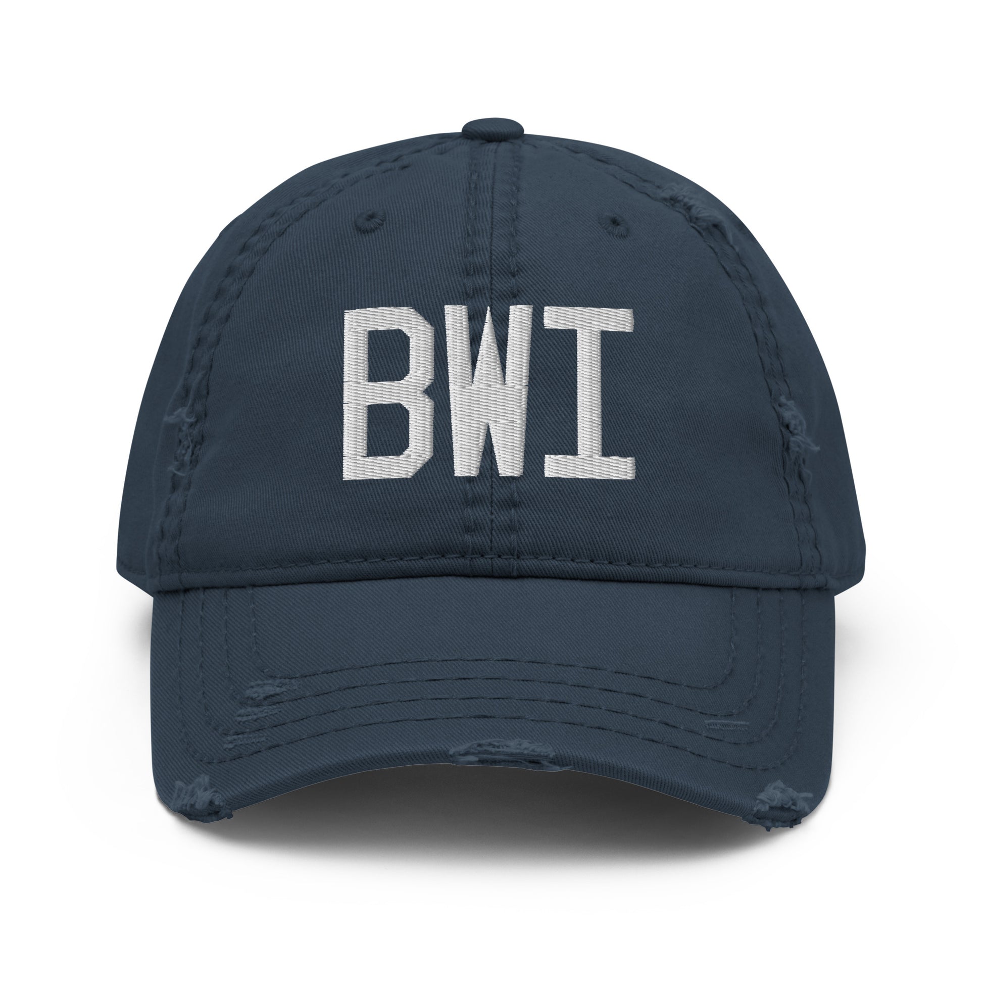 Airport Code Distressed Hat - White • BWI Baltimore • YHM Designs - Image 13