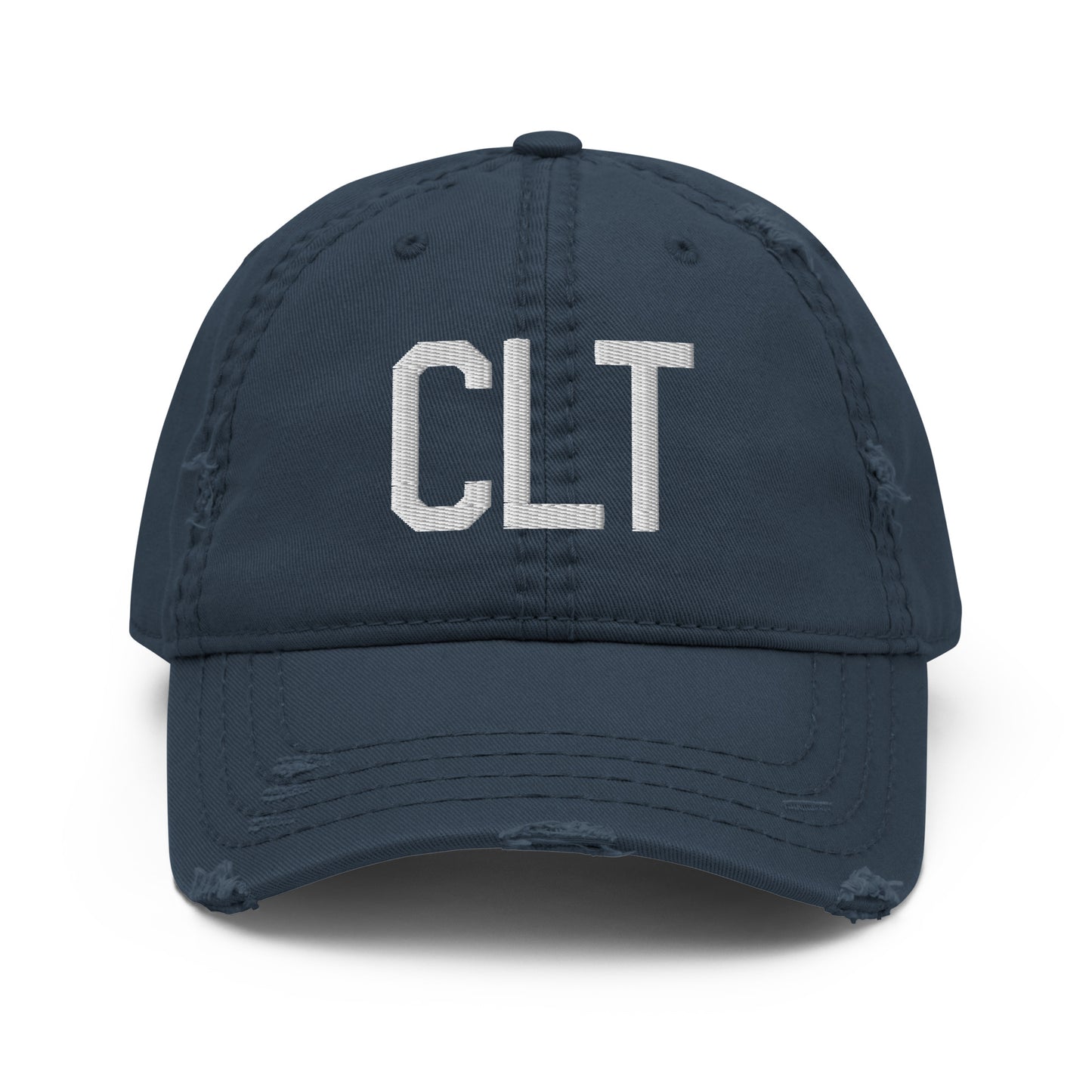 Airport Code Distressed Hat - White • CLT Charlotte • YHM Designs - Image 13