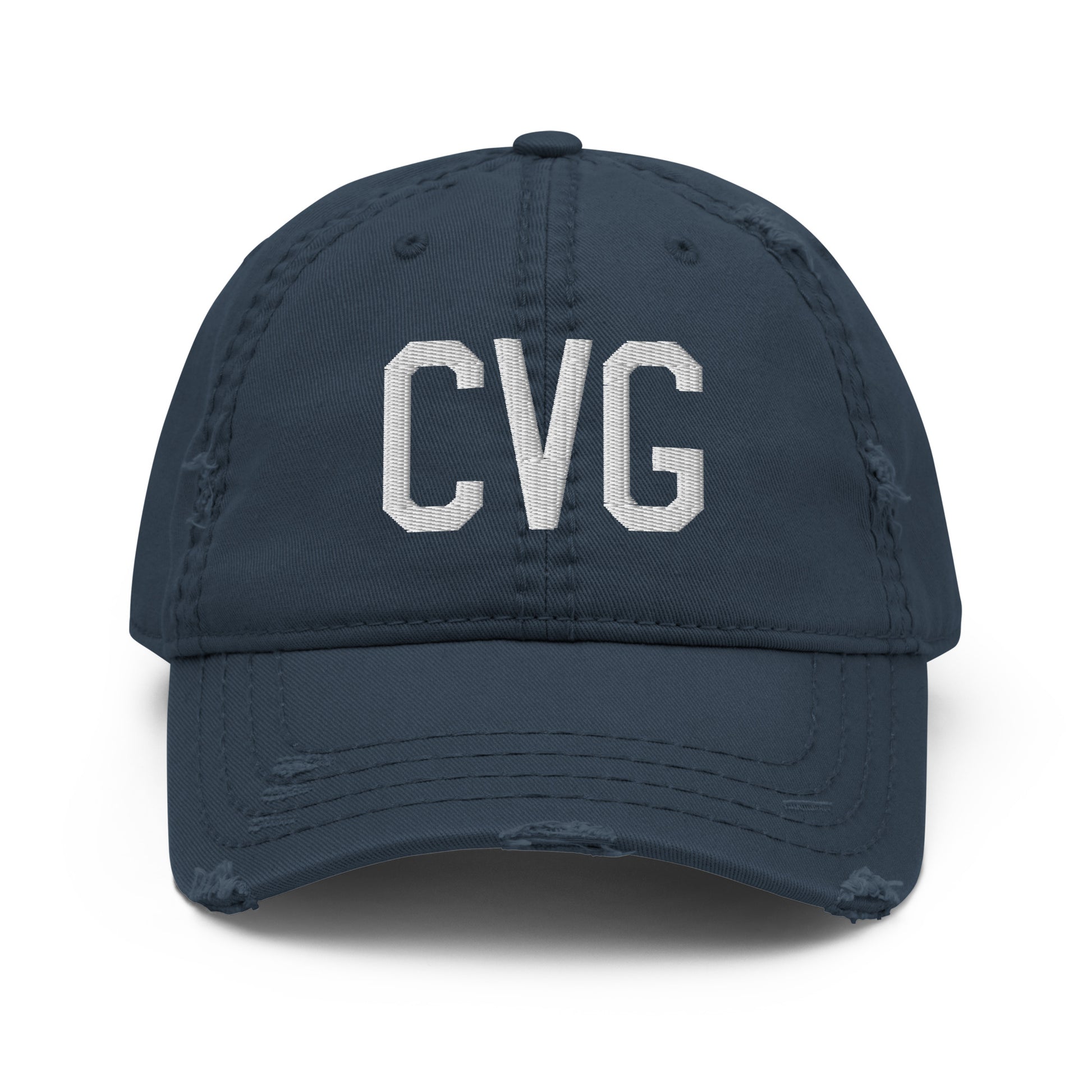 Airport Code Distressed Hat - White • CVG Cincinnati • YHM Designs - Image 13