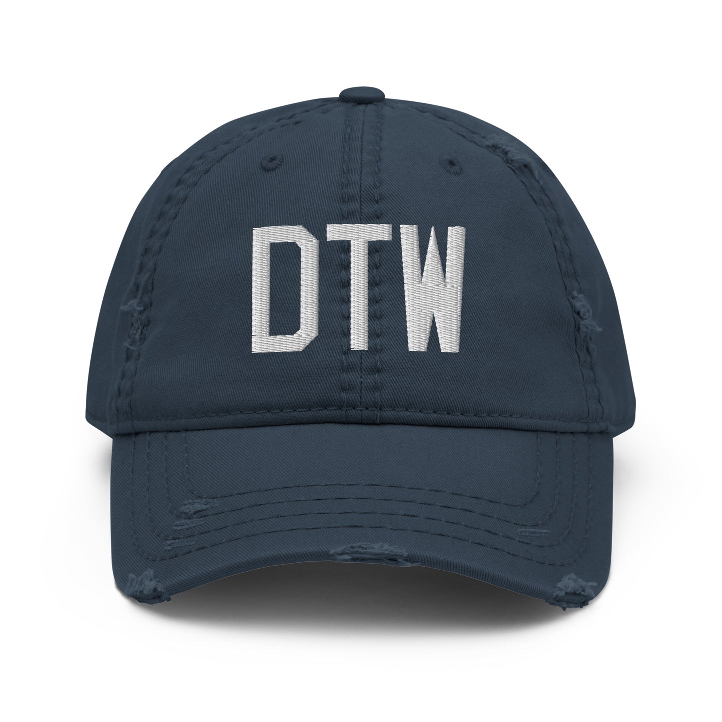 Airport Code Distressed Hat - White • DTW Detroit • YHM Designs - Image 13