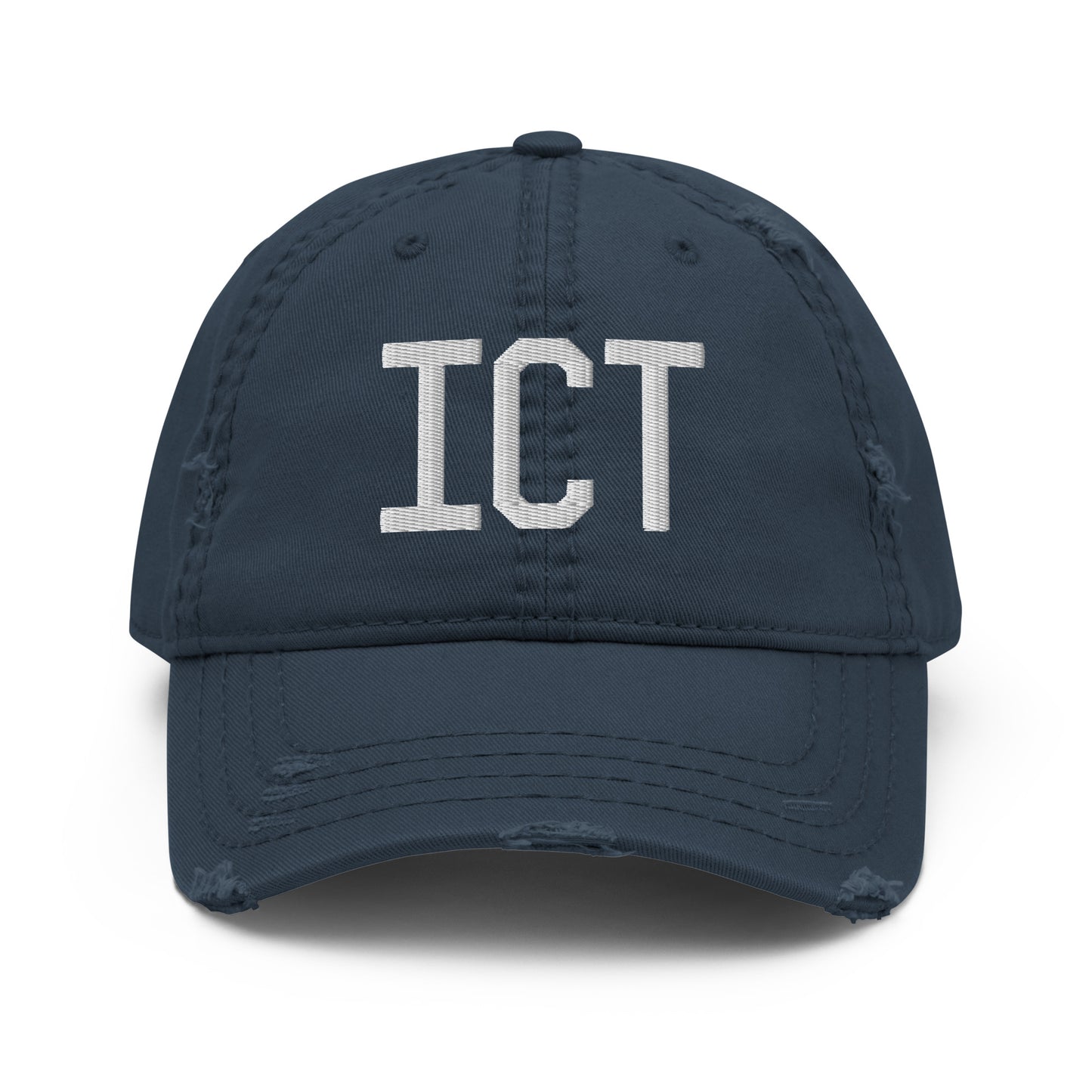 Airport Code Distressed Hat - White • ICT Wichita • YHM Designs - Image 13