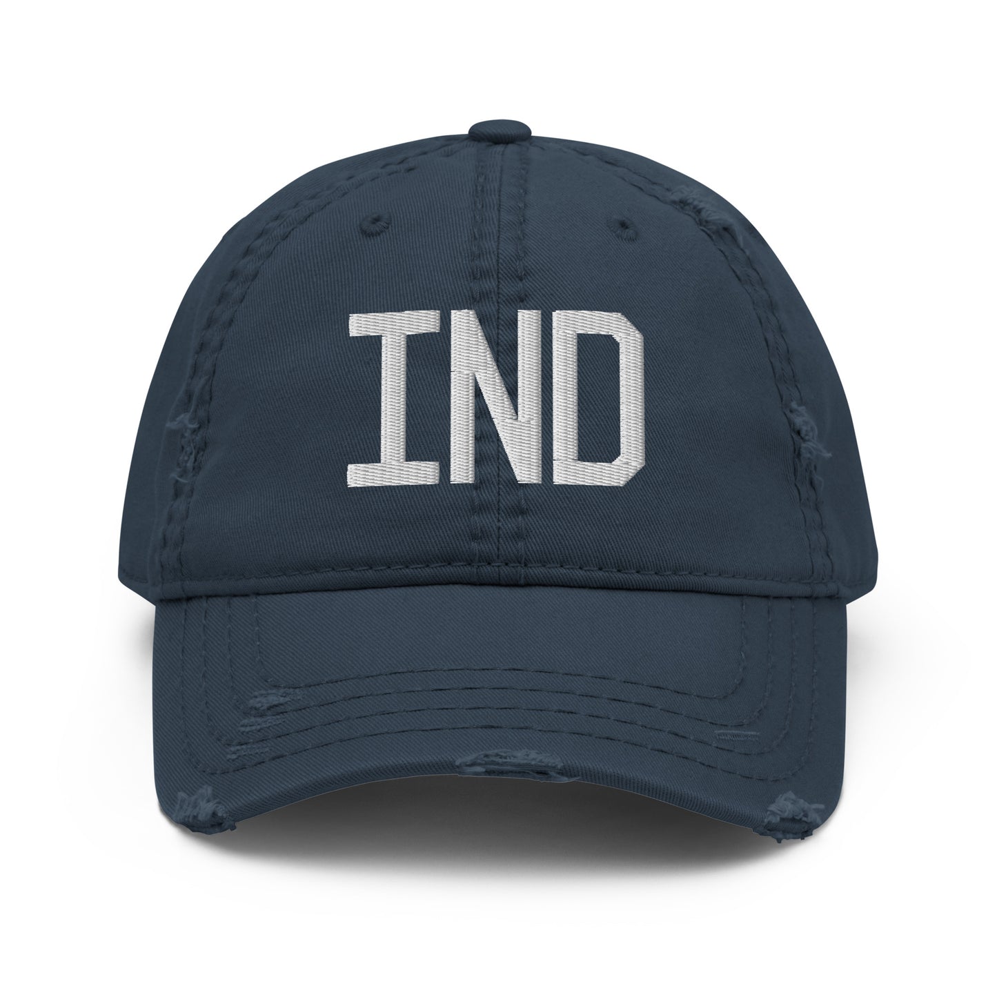 Airport Code Distressed Hat - White • IND Indianapolis • YHM Designs - Image 13