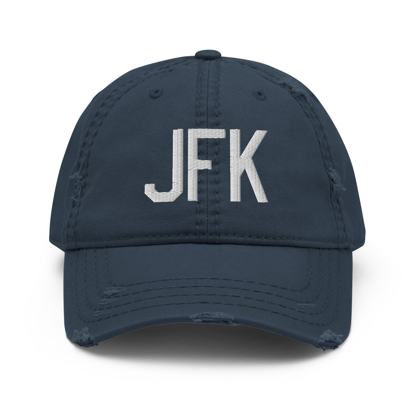 Airport Code Distressed Hat - White • JFK New York • YHM Designs - Image 13