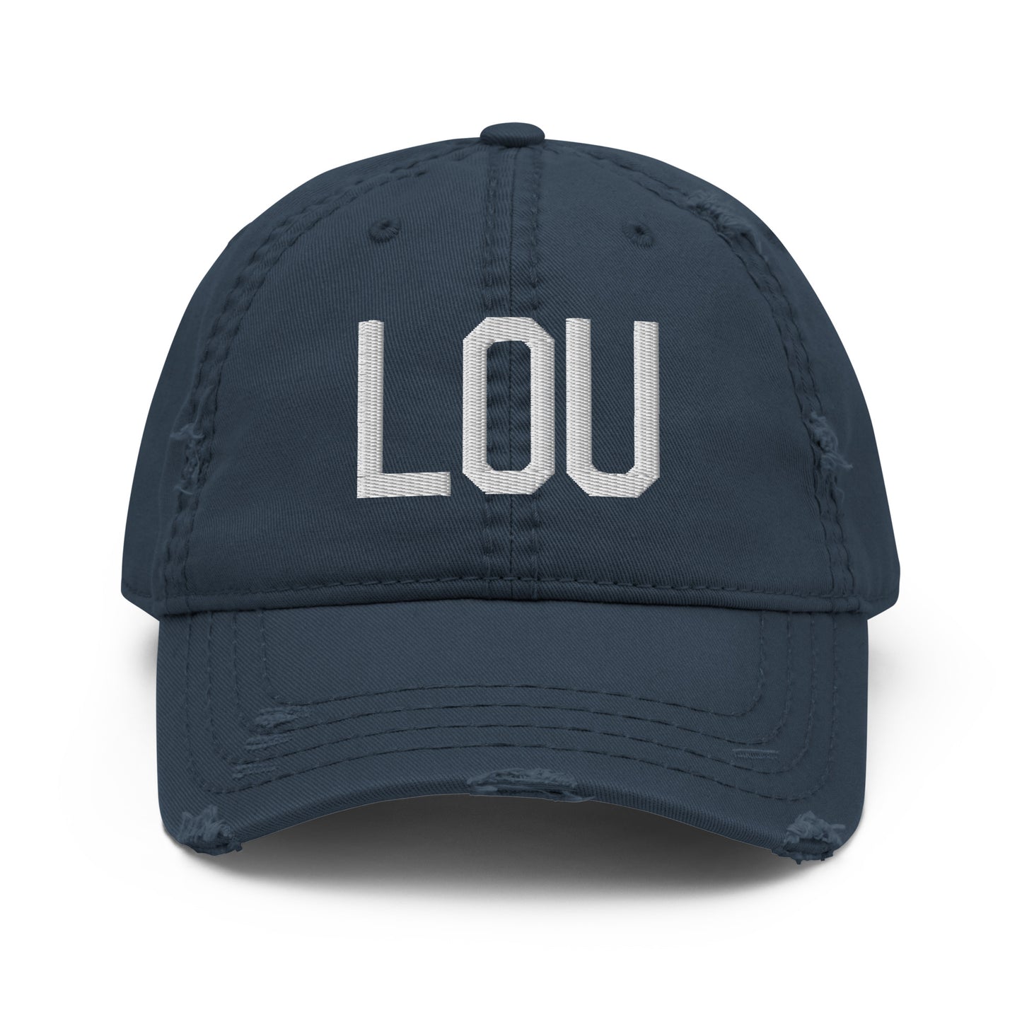 Airport Code Distressed Hat - White • LOU Louisville • YHM Designs - Image 13