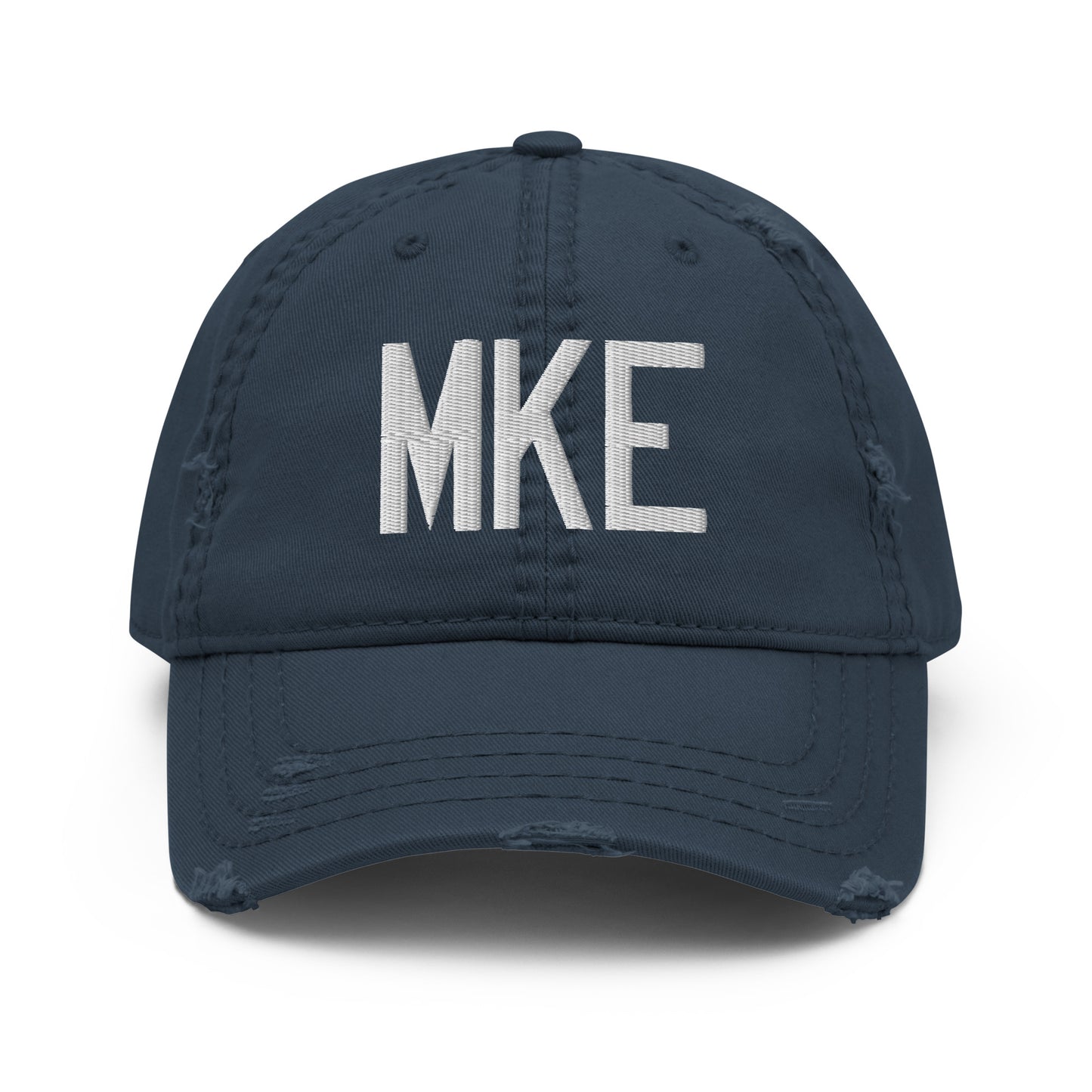 Airport Code Distressed Hat - White • MKE Milwaukee • YHM Designs - Image 13