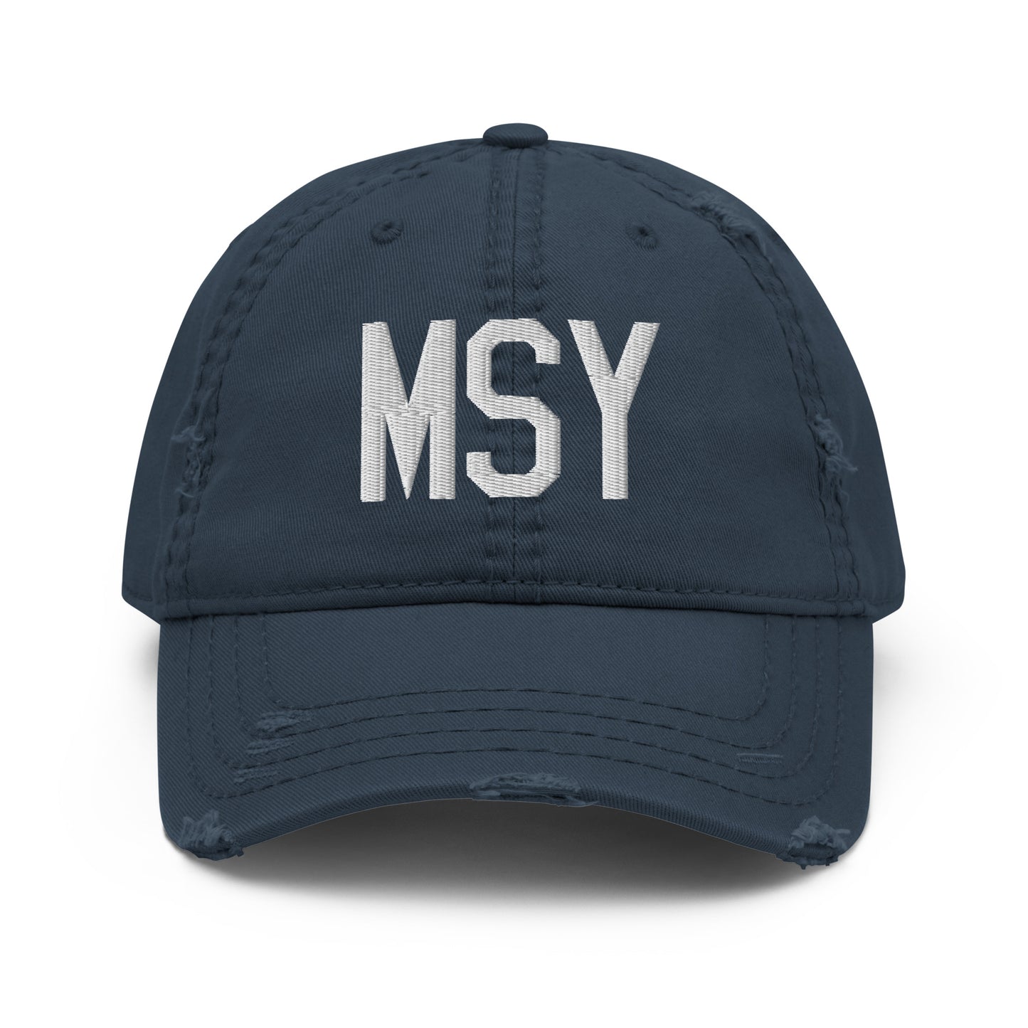 Airport Code Distressed Hat - White • MSY New Orleans • YHM Designs - Image 13