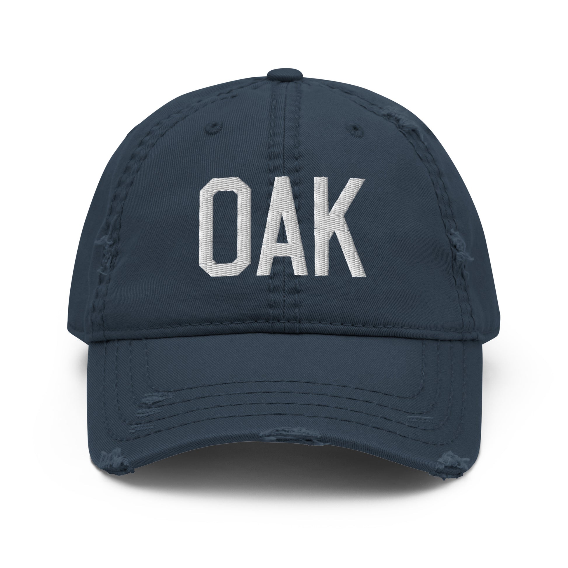 Airport Code Distressed Hat - White • OAK Oakland • YHM Designs - Image 13