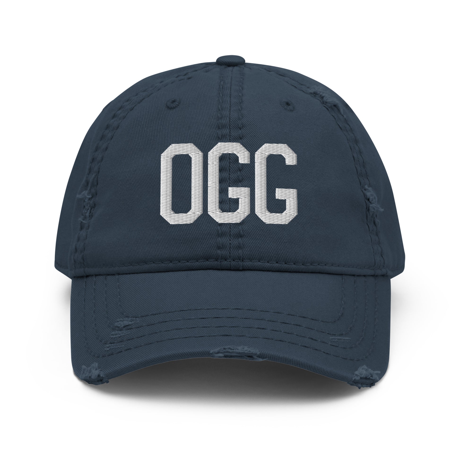 Airport Code Distressed Hat - White • OGG Maui • YHM Designs - Image 13