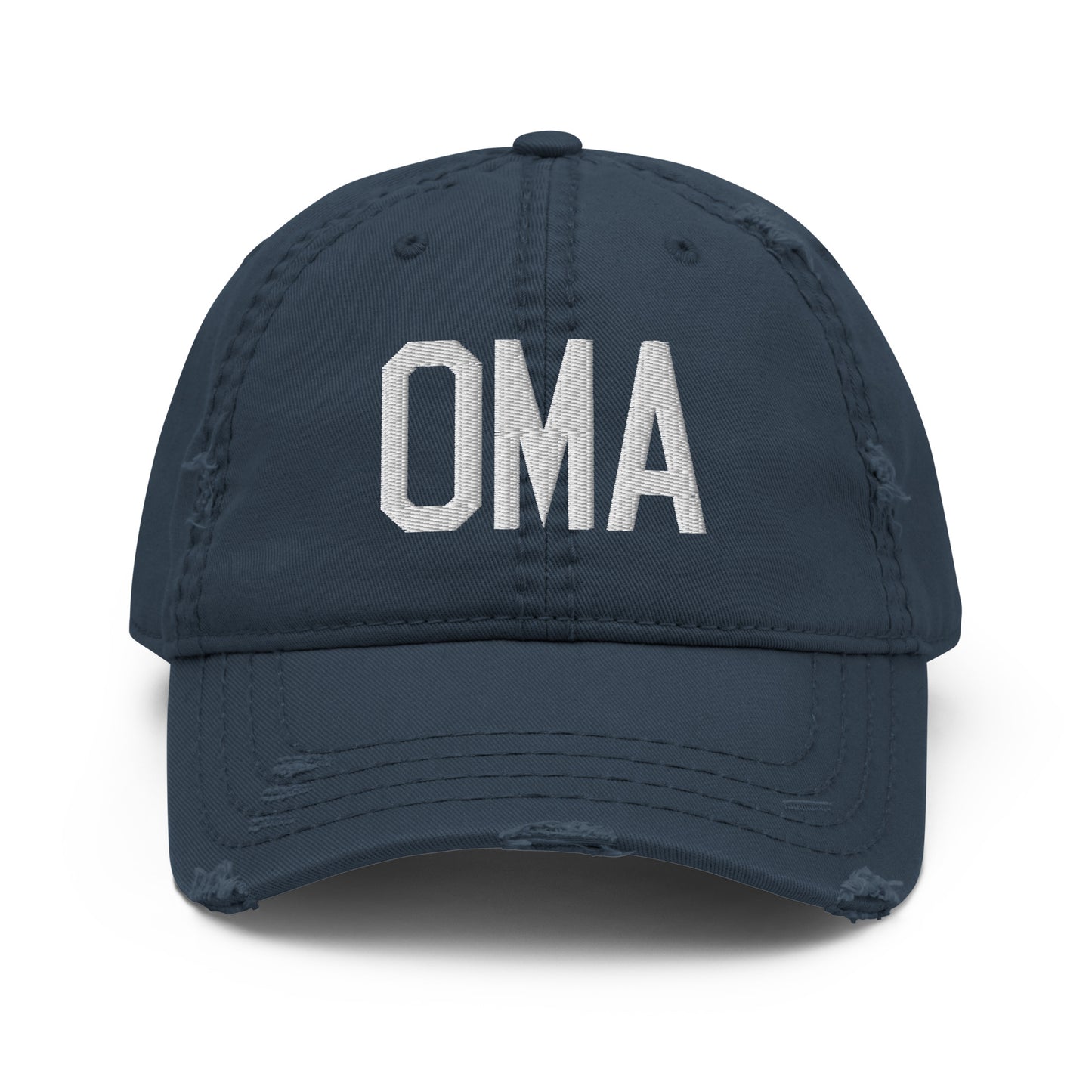 Airport Code Distressed Hat - White • OMA Omaha • YHM Designs - Image 13