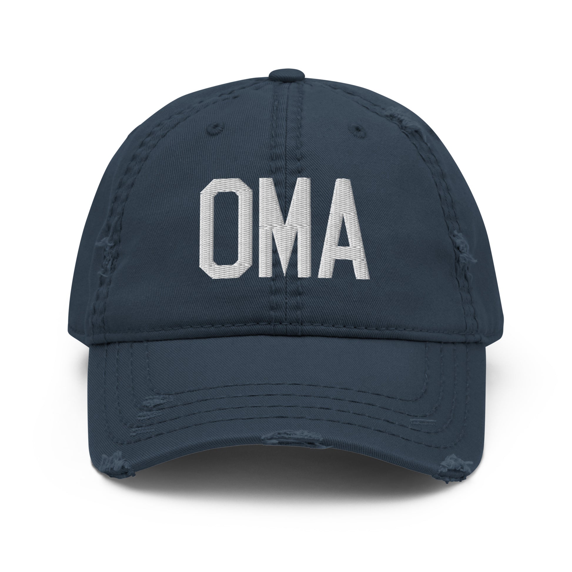 Airport Code Distressed Hat - White • OMA Omaha • YHM Designs - Image 13