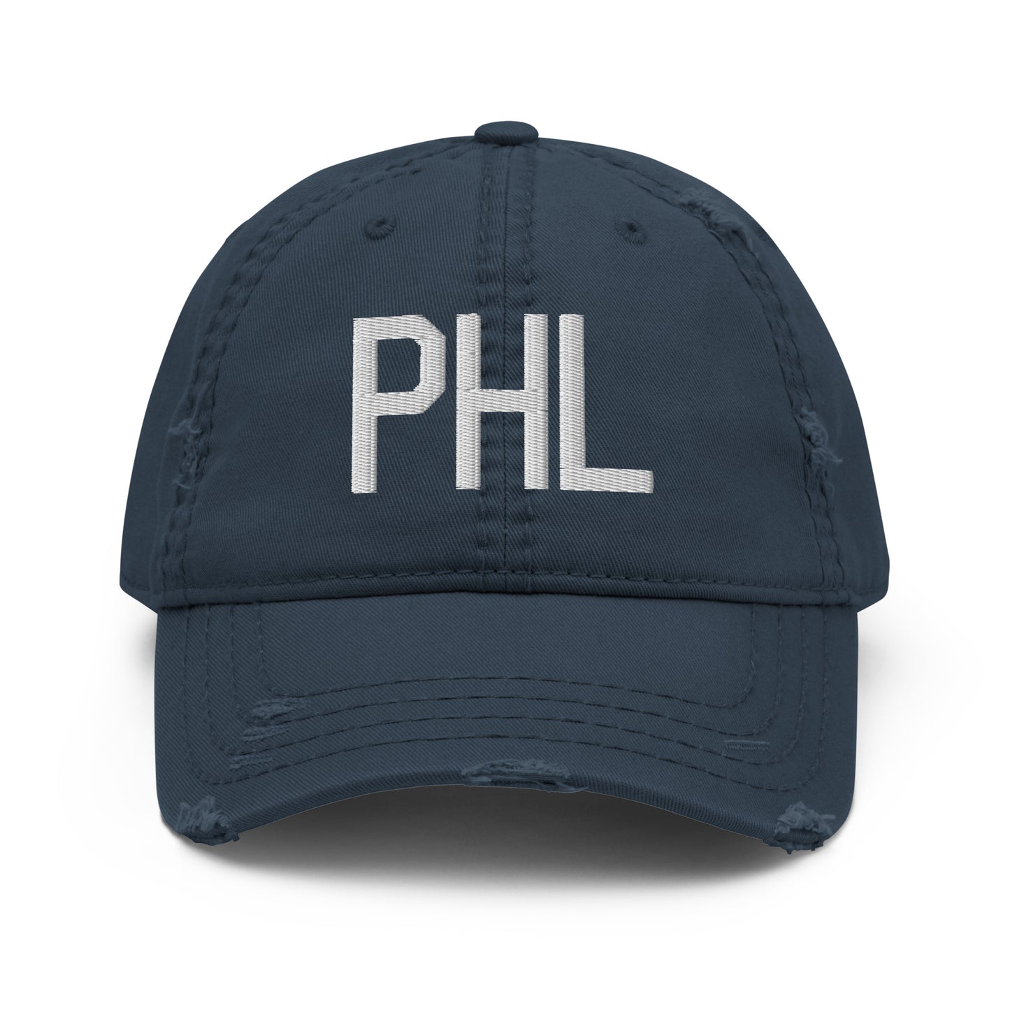 Airport Code Distressed Hat - White • PHL Philadelphia • YHM Designs - Image 13