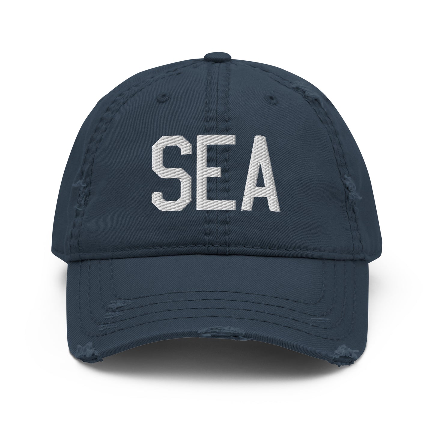 Airport Code Distressed Hat - White • SEA Seattle • YHM Designs - Image 13