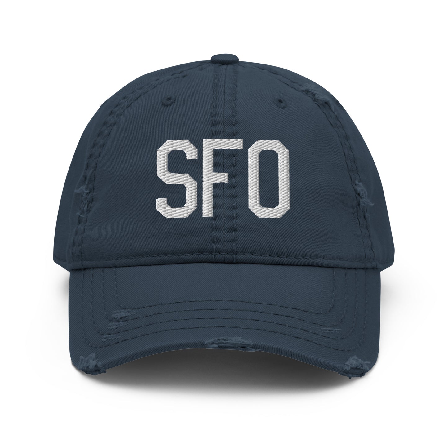 Airport Code Distressed Hat - White • SFO San Francisco • YHM Designs - Image 13