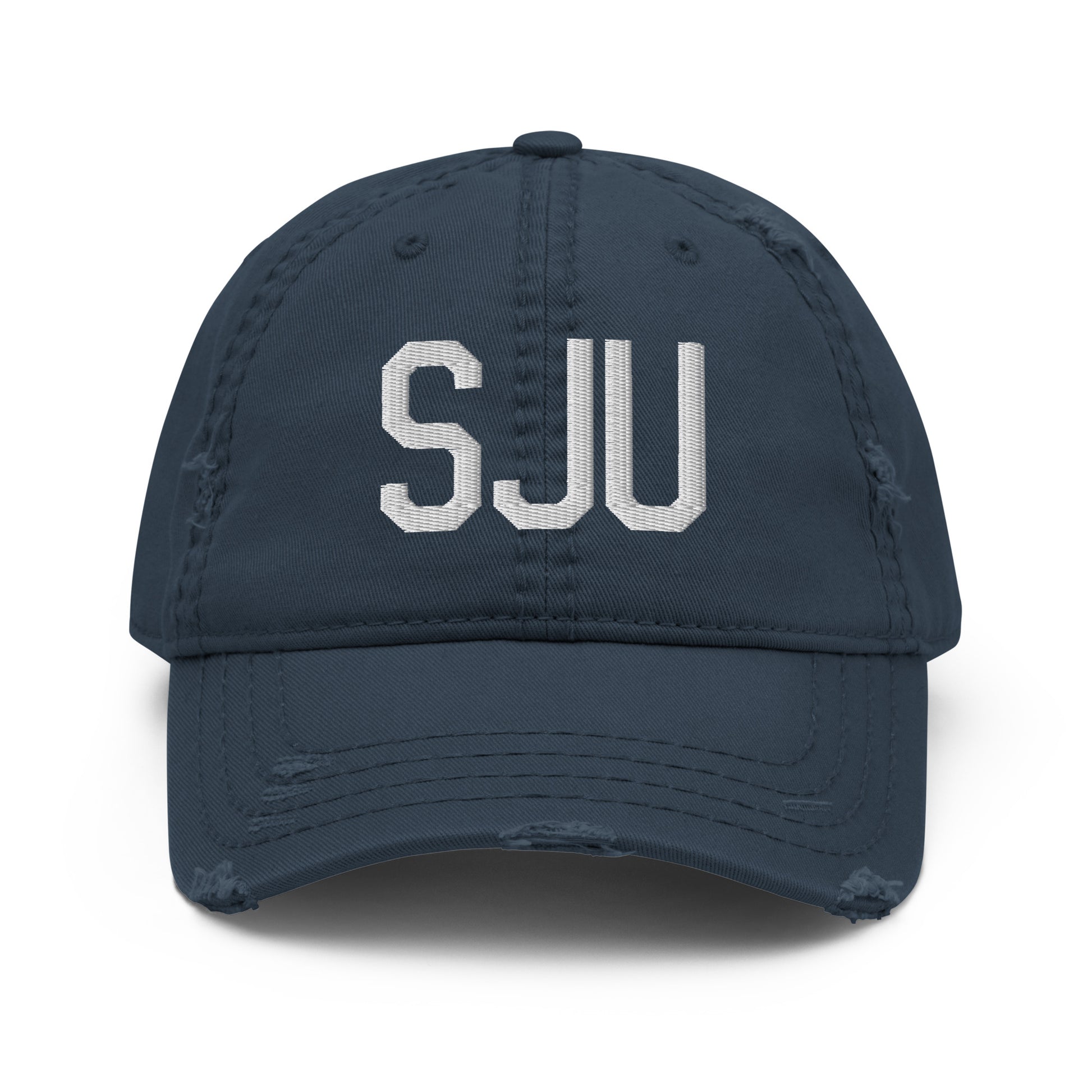 Airport Code Distressed Hat - White • SJU San Juan • YHM Designs - Image 13