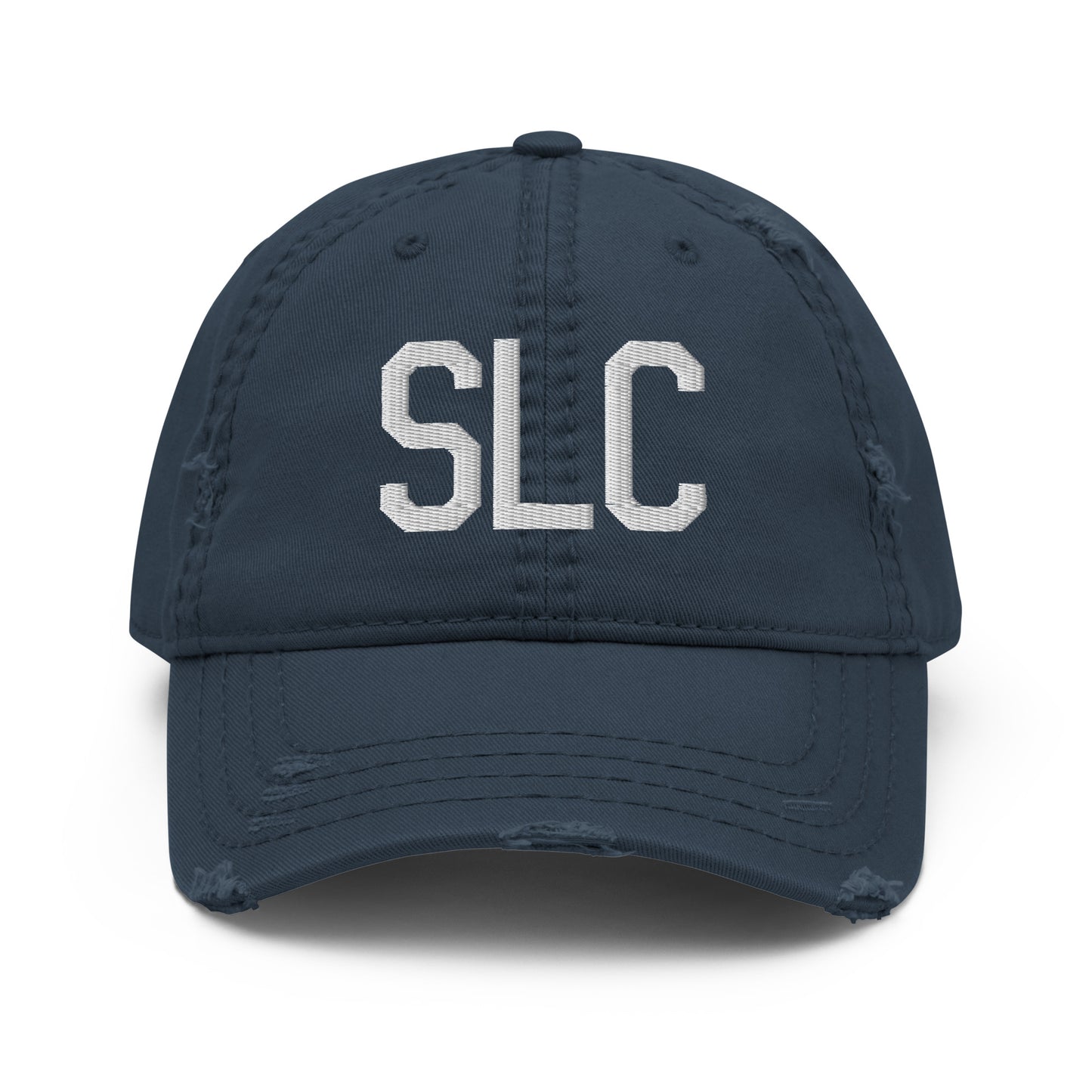 Airport Code Distressed Hat - White • SLC Salt Lake City • YHM Designs - Image 13