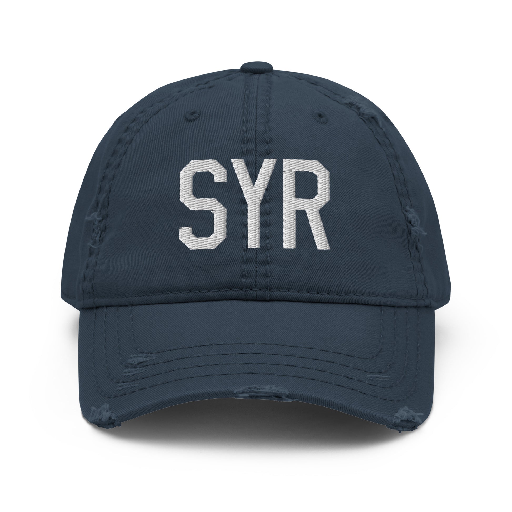 Airport Code Distressed Hat - White • SYR Syracuse • YHM Designs - Image 13