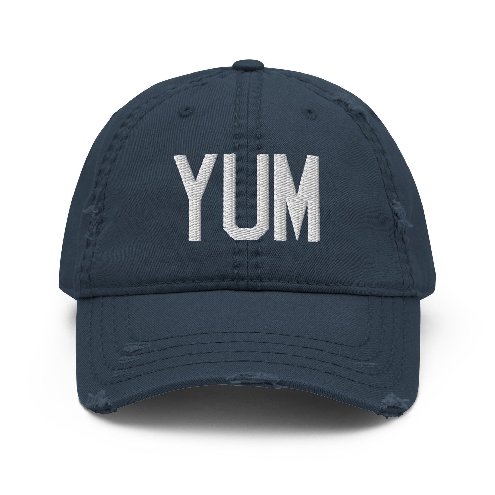 Airport Code Distressed Hat - White • YUM Yuma • YHM Designs - Image 13