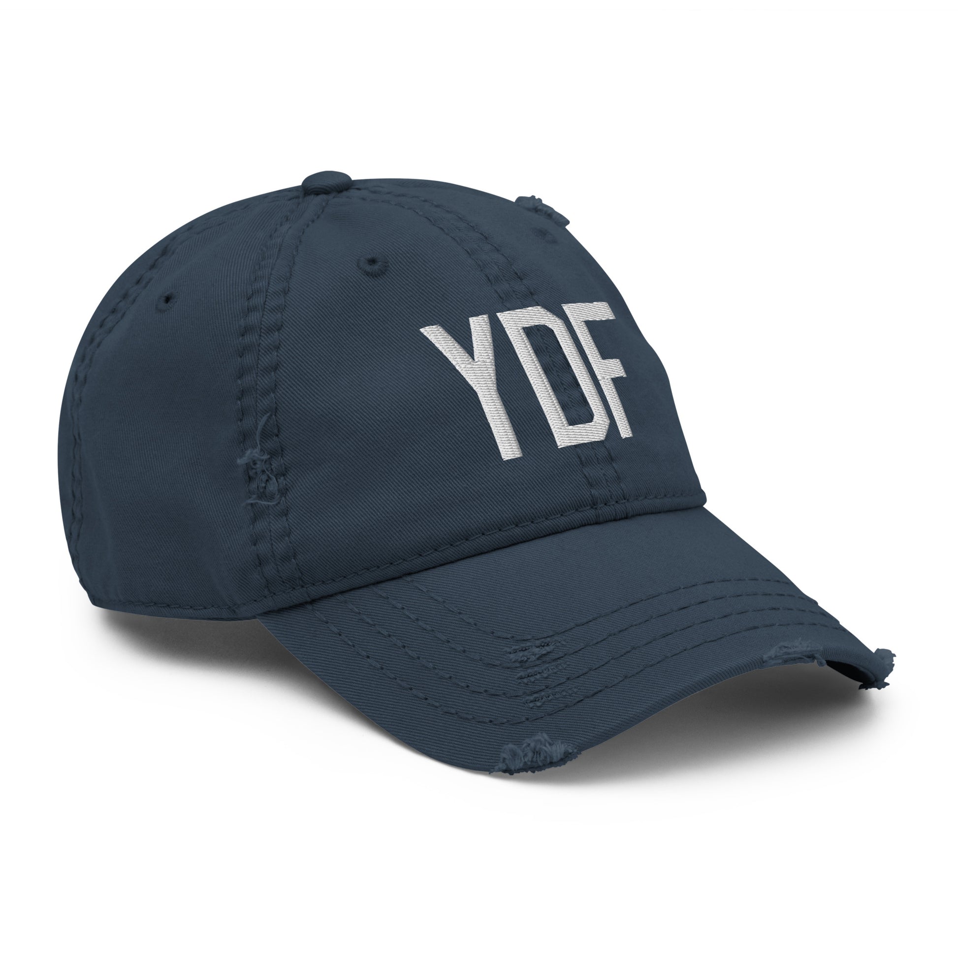 Airport Code Distressed Hat - White • YDF Deer Lake • YHM Designs - Image 14