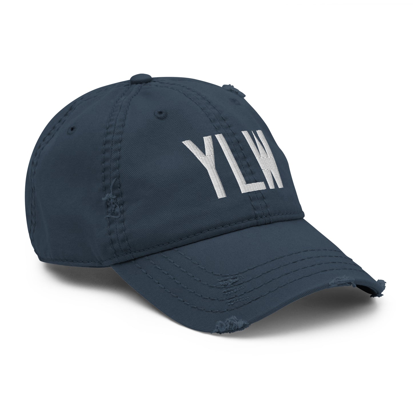 Airport Code Distressed Hat - White • YLW Kelowna • YHM Designs - Image 14