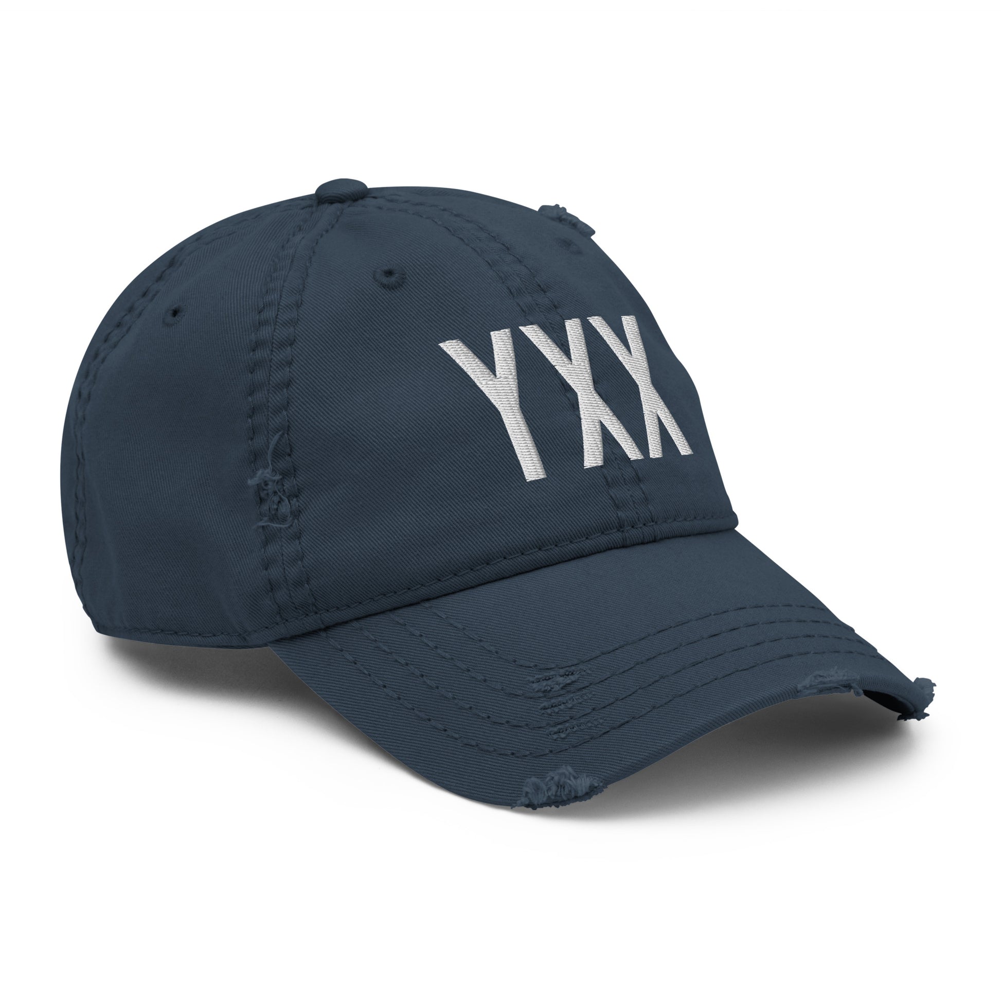 Airport Code Distressed Hat - White • YXX Abbotsford • YHM Designs - Image 14