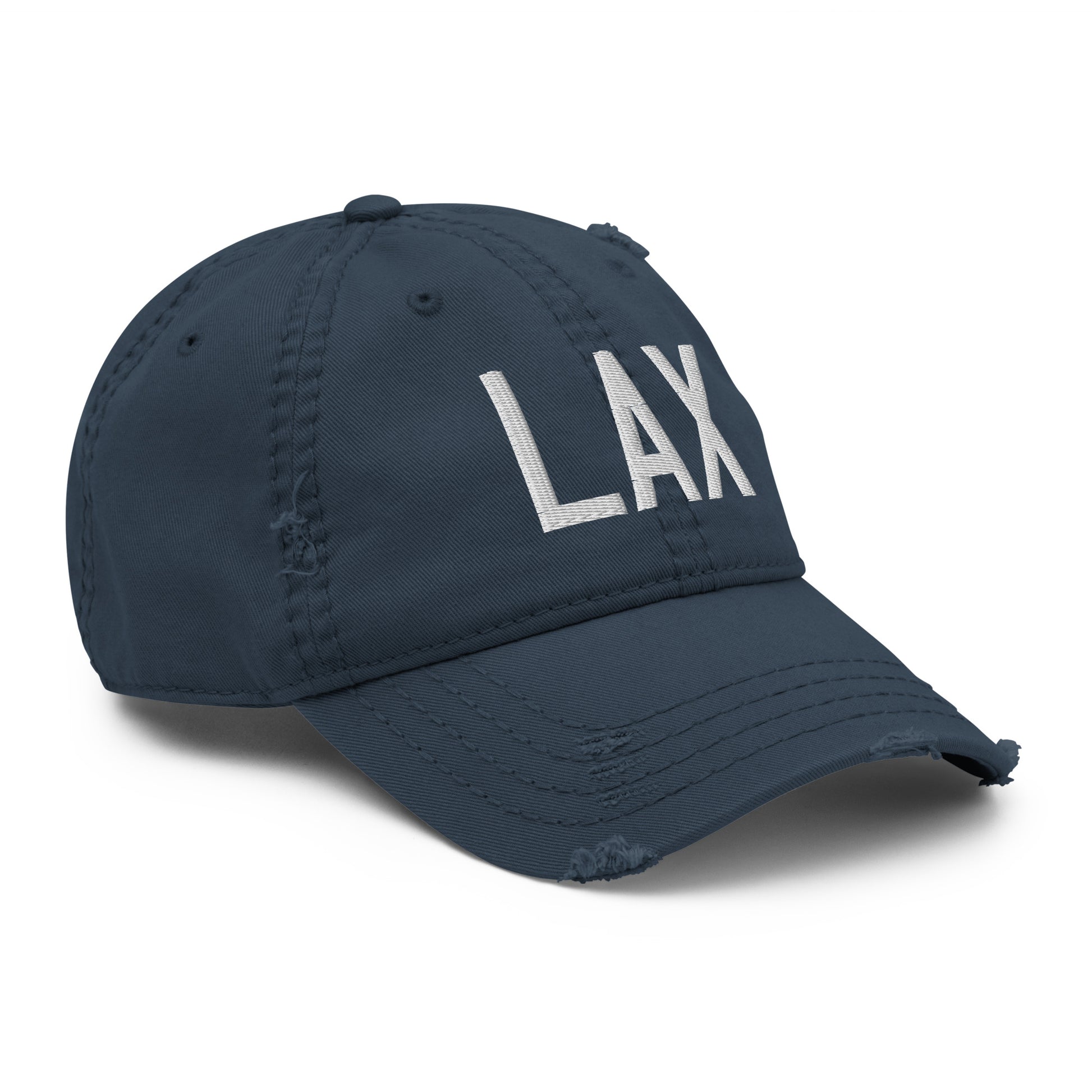 Airport Code Distressed Hat - White • LAX Los Angeles • YHM Designs - Image 14