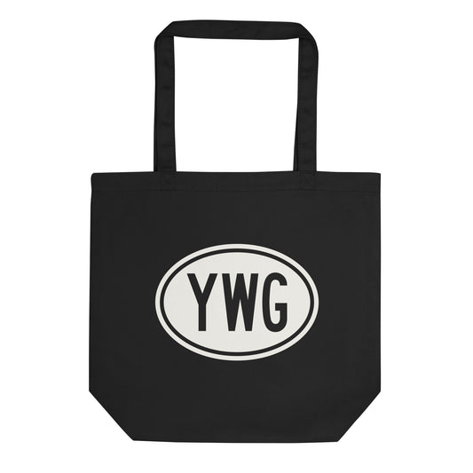 Unique Travel Gift Organic Tote - White Oval • YWG Winnipeg • YHM Designs - Image 01